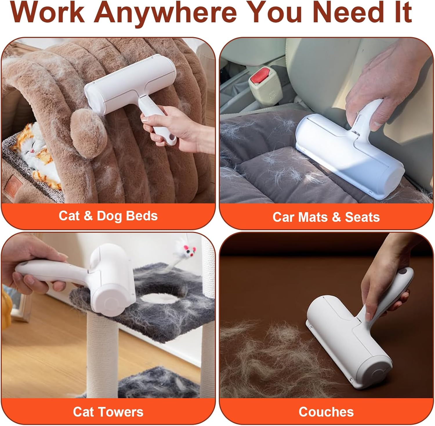 Pet Hair Removal Tool, Pet Hair Remover - Lint Roller for Pet Hair - Cat and Dog Hair Remover for Couch, Furniture, Carpet, Car Seat, Reusable Lint Roller with Fur Bin, Pet Owner Essential image number 6