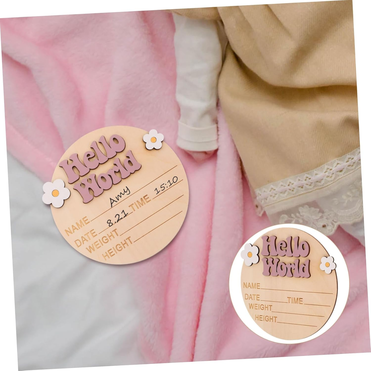 NOLITOY Growth Commemorative Card Wood Milestone Sign Newborn Announcement Sign for Shower Born Essentials for Nursery Decor - Multi image number 7