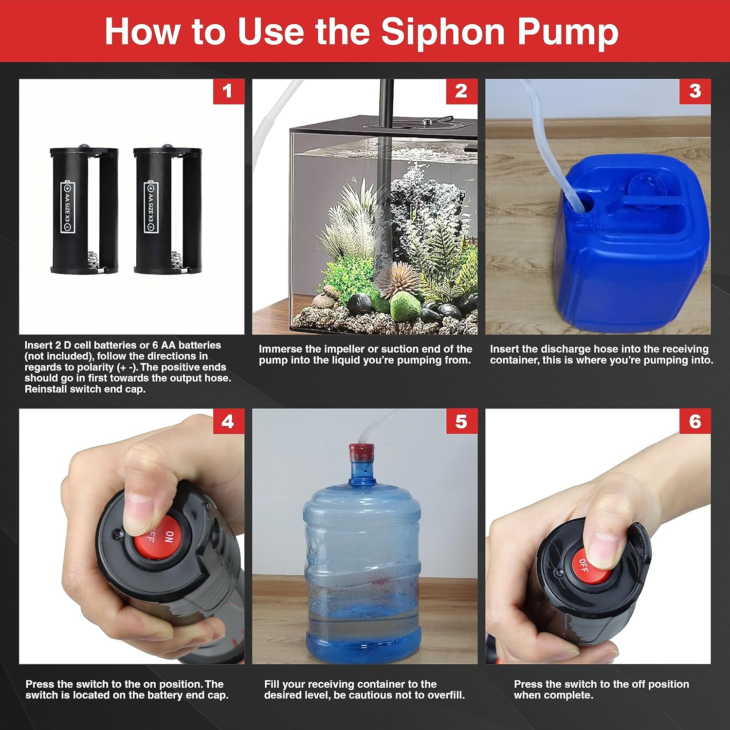 Portable Transfer Pump Battery Operated Electric Siphon Pump for Gas Fuel Diesel Transfer 3.5GPM Flow Oil Extractor - Ideal Gasoline Transfer Pump Easy to Use Hand Fuel Pump image number 3