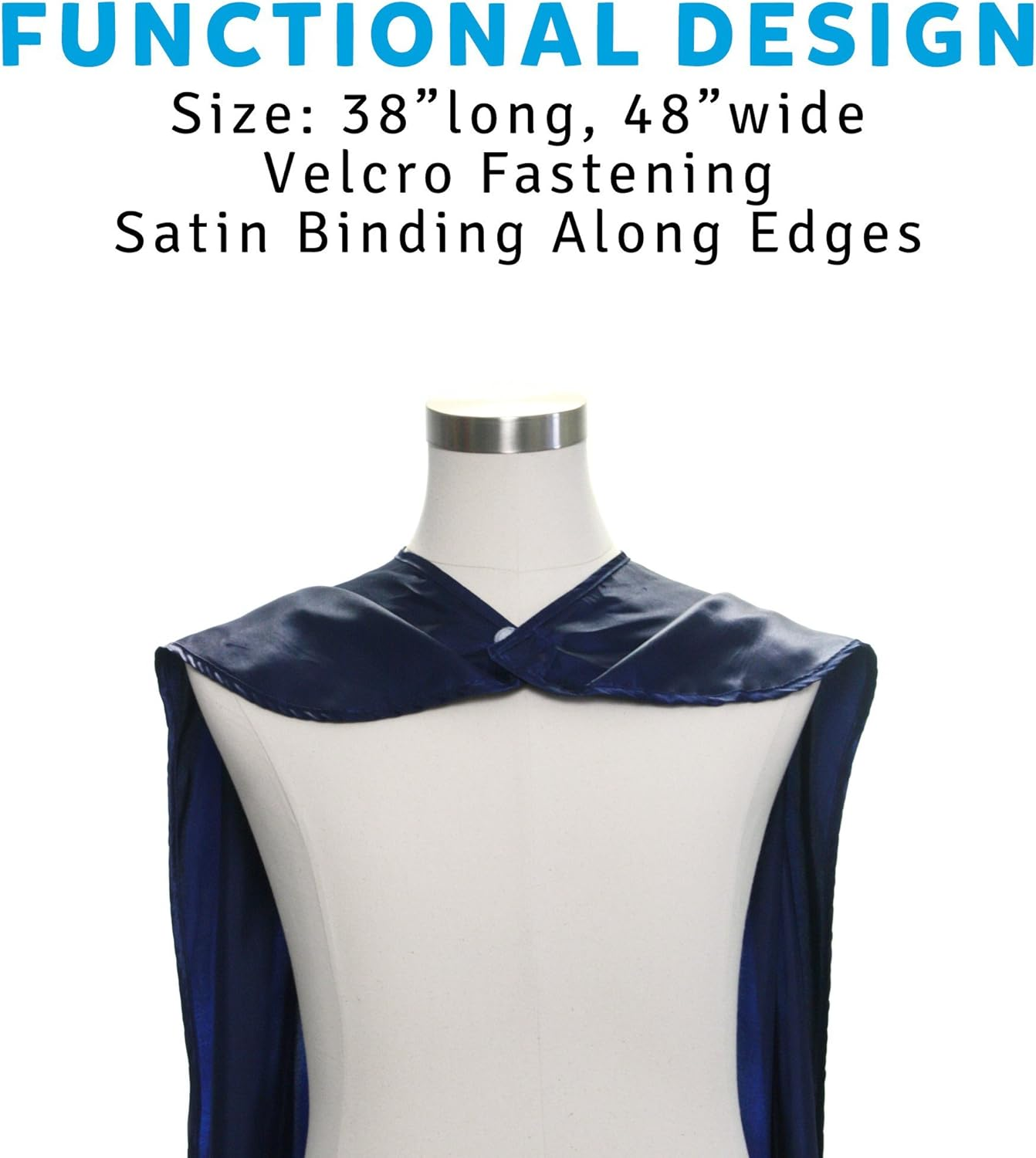 Everfan Men'S Polyester Satin Superhero Cape (38" LX48 W, Navy Blue) image number 2