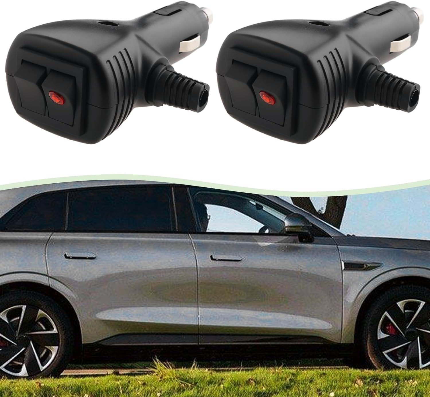 Be in Your Mind 2Pcs Car Cigarette Lighter Plug 12V/24V Cigarette Lighter Socket 10A Fuse Cigarette Lighter Power Plug with LED Indicator for Car Chargers GPS Vacuum