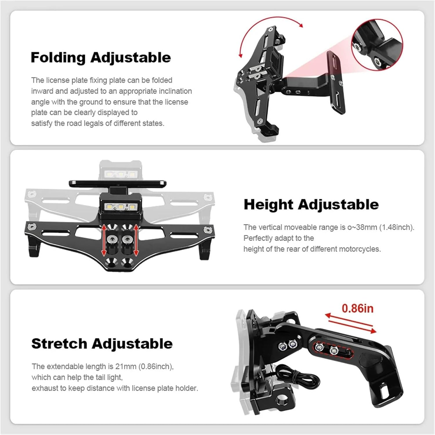 XINMINGYUE Motorcycle Tail Tidy Fender Eliminator Kit License Plate Holder Fit for KAWASAKI ZH2 Z H2 H2SX Ninja H2 R H2R SX SE 2021 2022 2023(Gray) image number 3