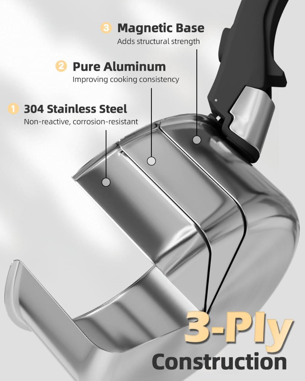 Stainless Steel Cookware Set,4-Pcs Kitchen Cookware Sets with Removable Handle,Stainless Steel Saucepan Set with 18Cm and 20Cm Pots and Multi-Purpose Silicone Lid &ndash; All Stovetop Compatible image number 5