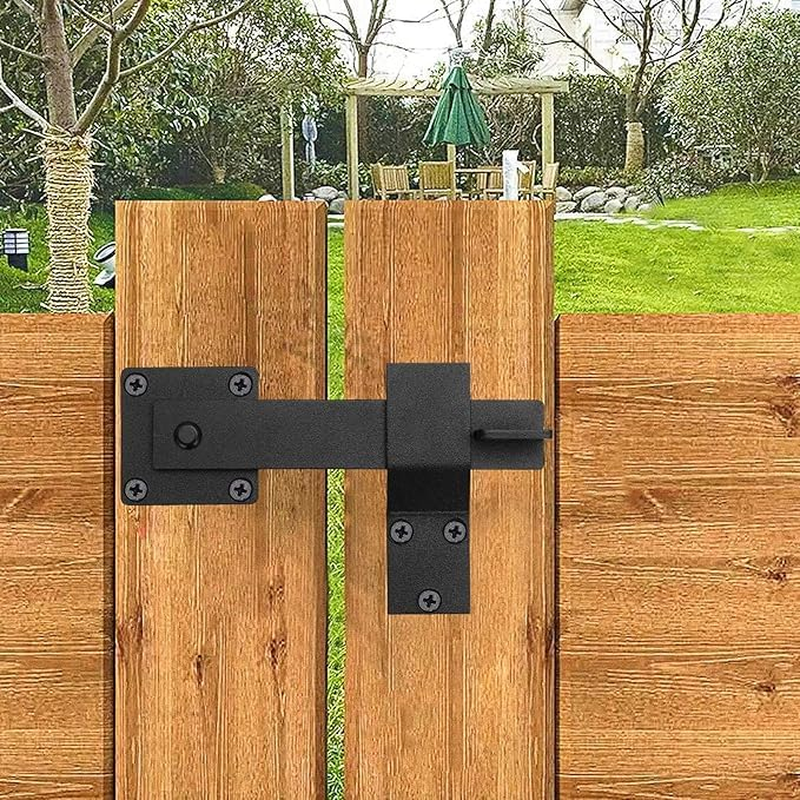 Heavy Duty 6" Barn Door Gate Flip Latch Lock, Study Metal Gate Latch for Outdoor Fence, Shed, Farm Gate, Sliding Barn Door, Provides Extra Security & Privacy, Easy Installation(Black) image number 2