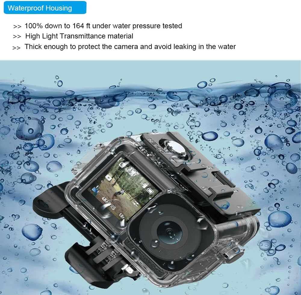 Husiway Accessories Bundle for DJI Osmo Action 5 Pro/Action 4/3 Waterproof Case Diving Housing Silicone Case Glass Screen Protector Film Whole Kit 60E (Kit1 for DJI Osmo Action 5 Pro/4/3) image number 6