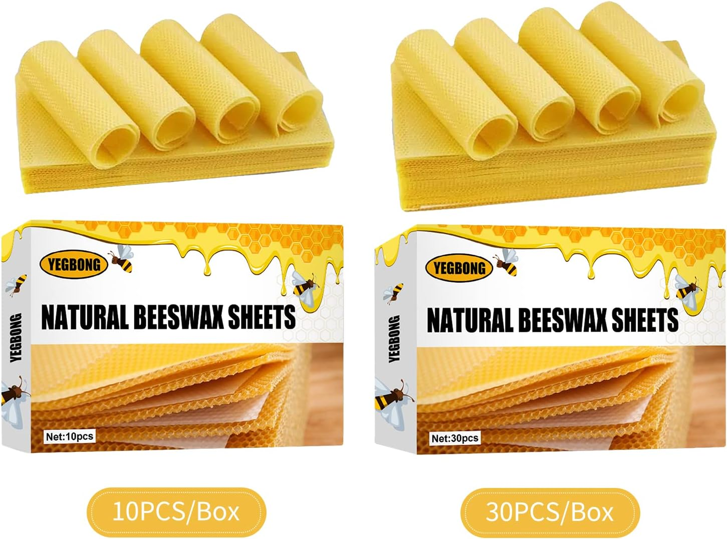 Beekeeper Supplies, 10PCS Bee Honey Sheets Beeswax Sheets Beehive Foundation Honeycomb Honey Frame Portable Wild Bee Beekeeper Tool for Beekeeper Supplies Hive Tool Candle Making image number 2