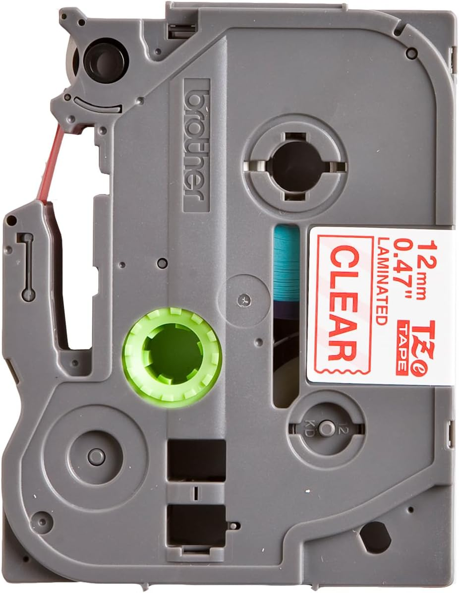 Brother Genuine Tze-132 Laminated Tape, Red on Clear, 12Mm X 8M