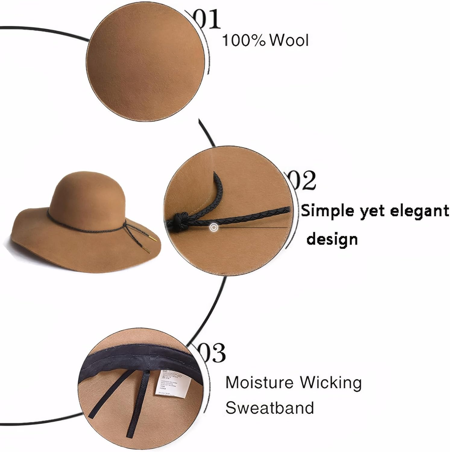 ASSQI Women'S 100% Wool Foldable Wide Brim Retro Fedora Floppy Felt Bowler Hat - Red image number 2