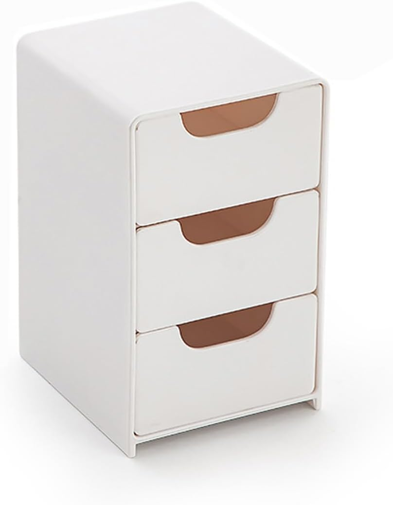 AIMALL Mini Desktop Storage Box 3-Layer Compact Plastic Organiser for Cosmetics, Accessories, and Office Supplies with Slide-Out Drawers, 3.14X3.54X5.11 Inch image number 2