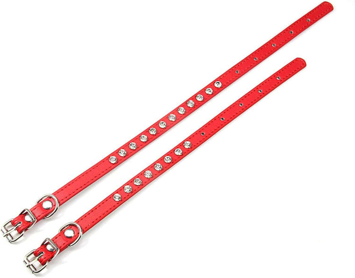 PU Leather Cat Collar Inlaid Sparkling Rhinestone Cat Collar Artificial Crystal Diamond Cat Collar Adjustable Cat Collar,Purple,Xs image number 3