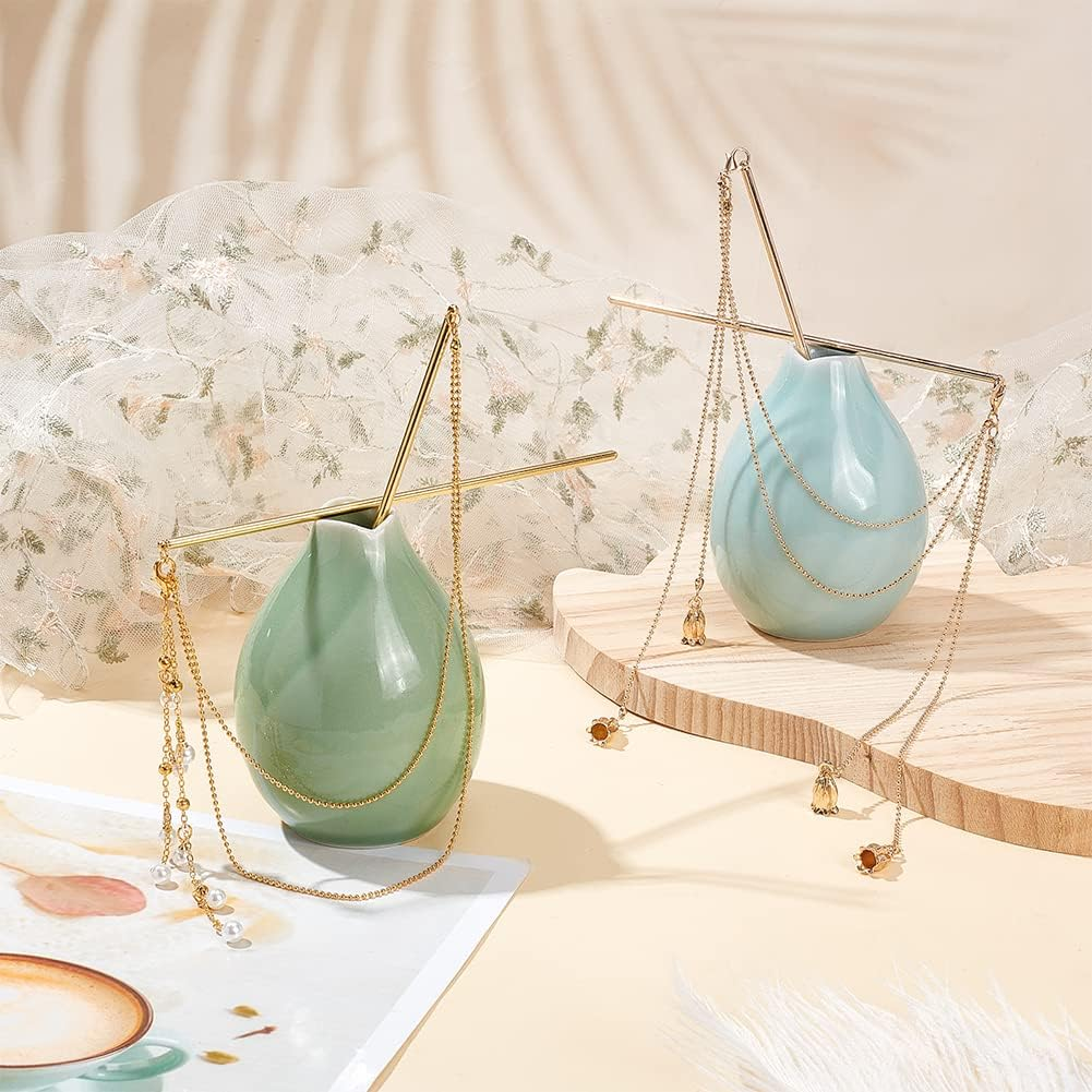 WEBBEDY 2-Style Chinese Double Chain Hair Chopsticks Vintage Tassel Hair Sticks Hanfu Chignon Hairpins Hair Accessories for Long Hair