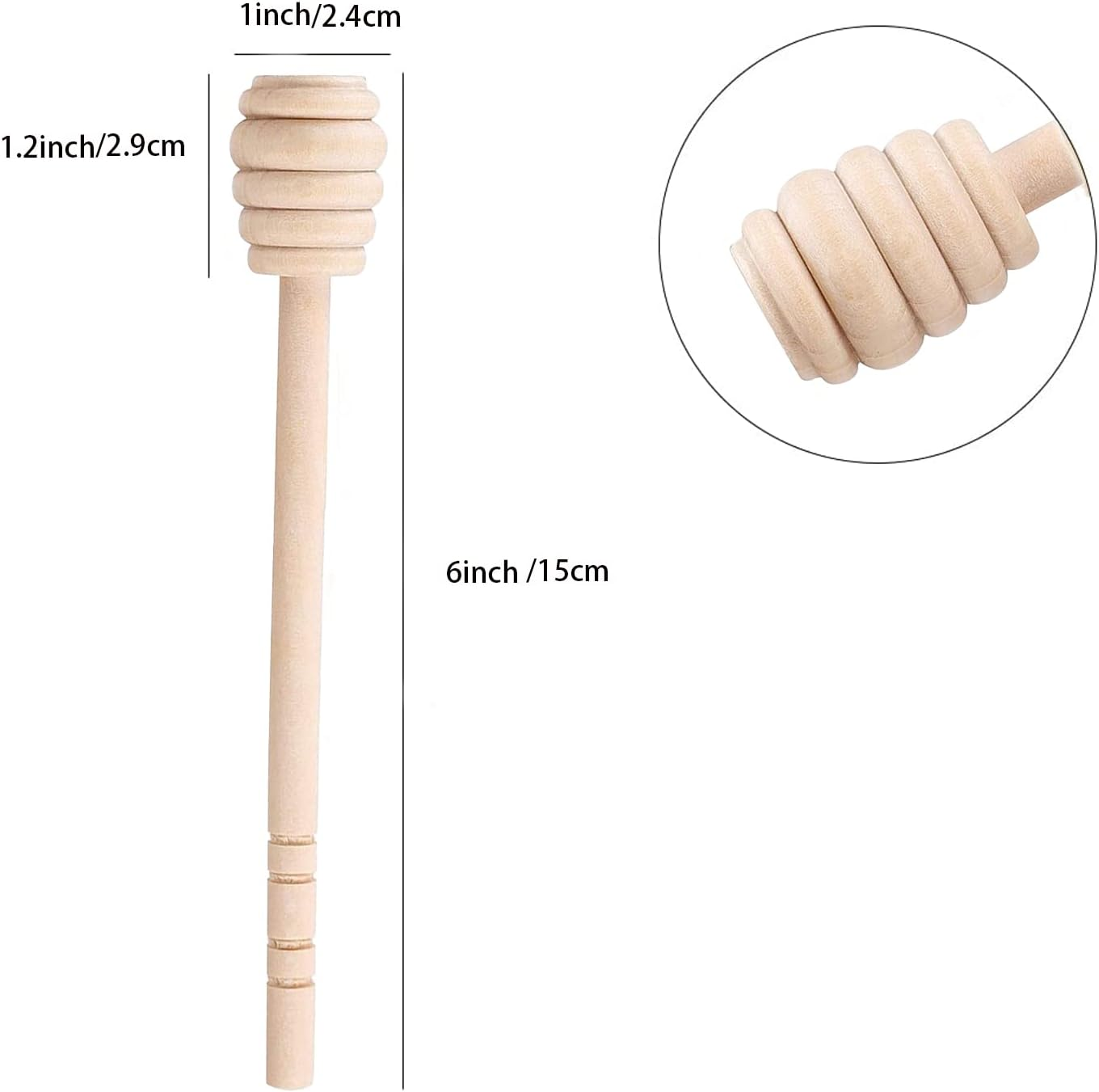 Wooden Honey Mixing Stirrer 6 Pcs 6 Inch Mini Honey Dipper Sticks Honey Comb Stick Honey Spoon Collecting Dispensing Drizzling Jam image number 4