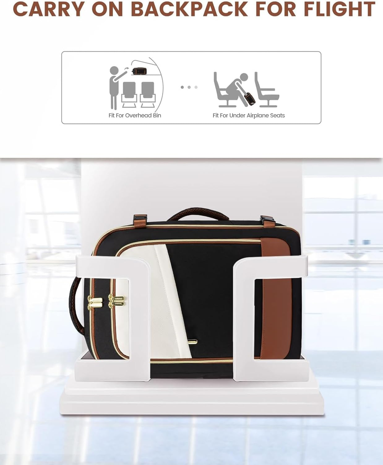 MOTYYA Travel Backpack for Women, 40L Carry on Backpack Flight Approved, Large Personal Item Bag Waterproof Business Rucksack Fits 17 Inch Laptop, TSA Approved Luggage Gym Daypack with 3 Packing Cubes image number 2