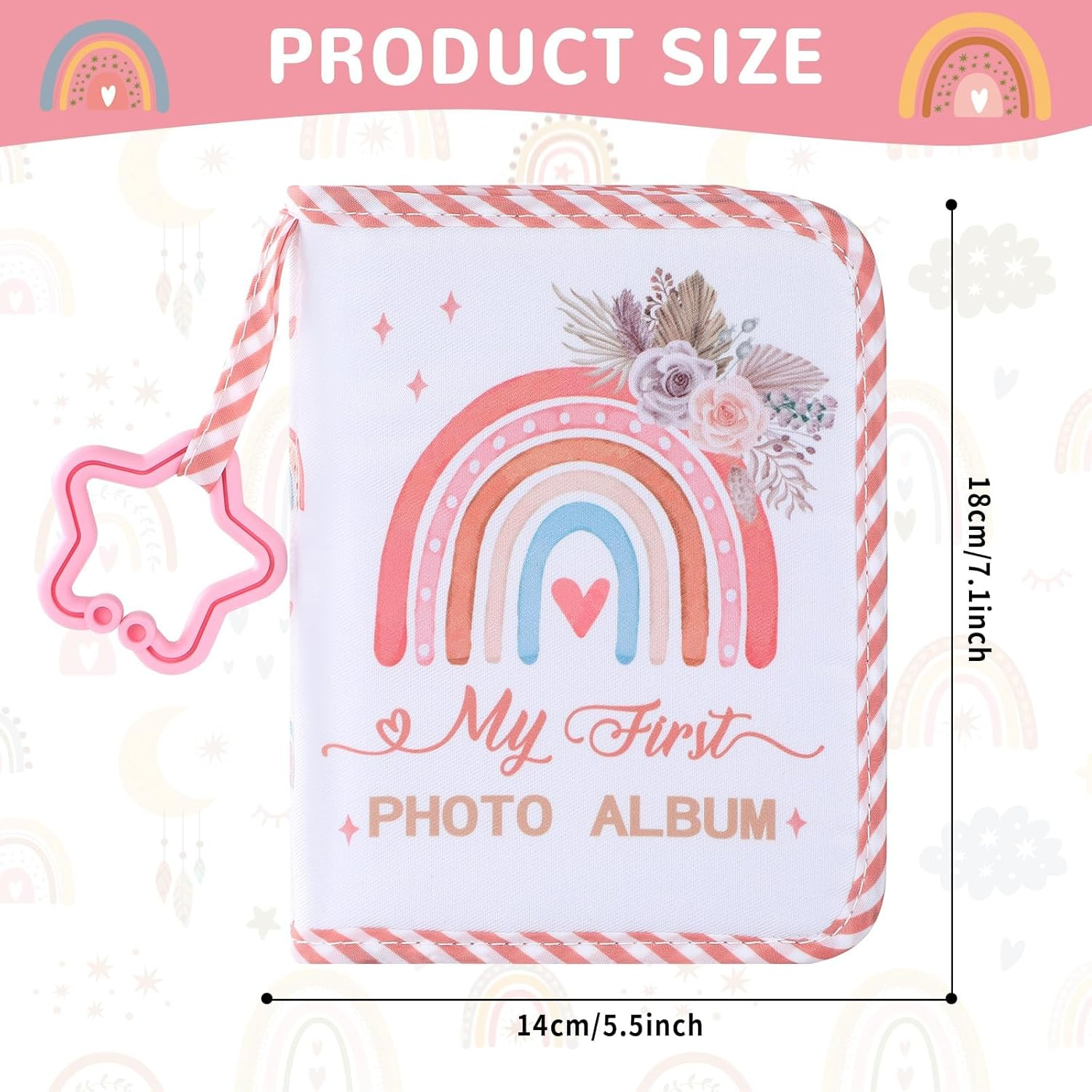 Baby'S My First Family Album Soft Photo Cloth Book Boho Rainbow My First Book of Photos Baby Memory Album Gift Holds 4X6 Pictures for Babies Newborn Toddler & Kids Baby Shower
