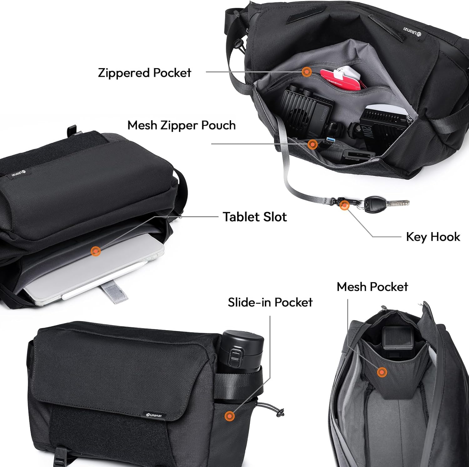 ULANZI BP11 8L Camera Sling Bag with Tripod Holder for Men Women, Lightweight Splash-Proof Dslr/Mirrorless Anti-Theft Crossbody Bag for Travel Hiking Photography Customizable Front Pocket Camera Bag image number 4