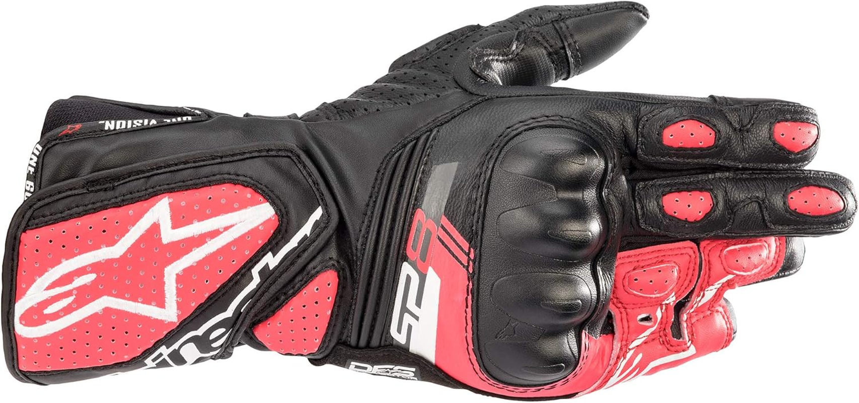 Alpinestars 3518321 Stella SP-8 V3 Leather Motorcycle Gloves, Black White Diva Pink (Size XS)