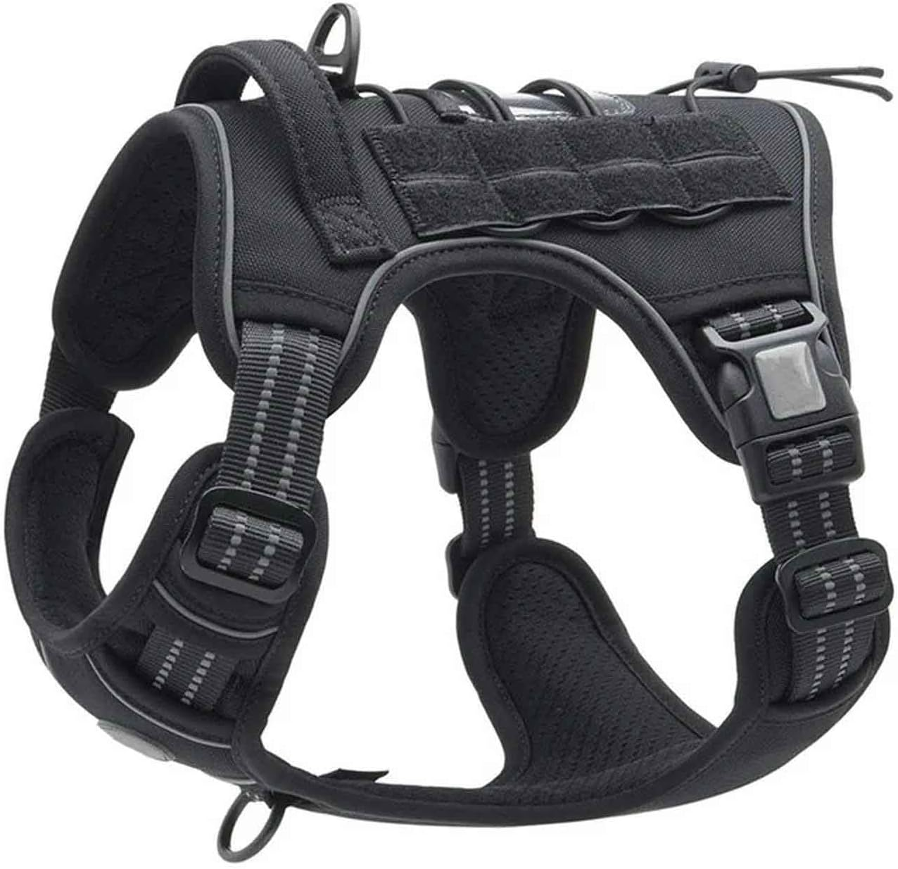 UOSIA Tactical Dog Harness No-Pull Service Dog Vest Harness Adjustable Pet Working Training Military Vest Reflective Escape Proof Molle Dog Harness with Handle for Medium Large Dogs