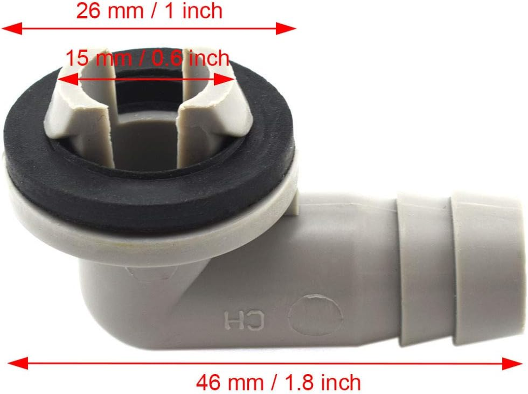 SDTC Tech Air Conditioner AC Drain Hose Elbow Connector Fitting Condensate Draining Adapter Part with Rubber Ring, 3/5 Inch(15Mm)