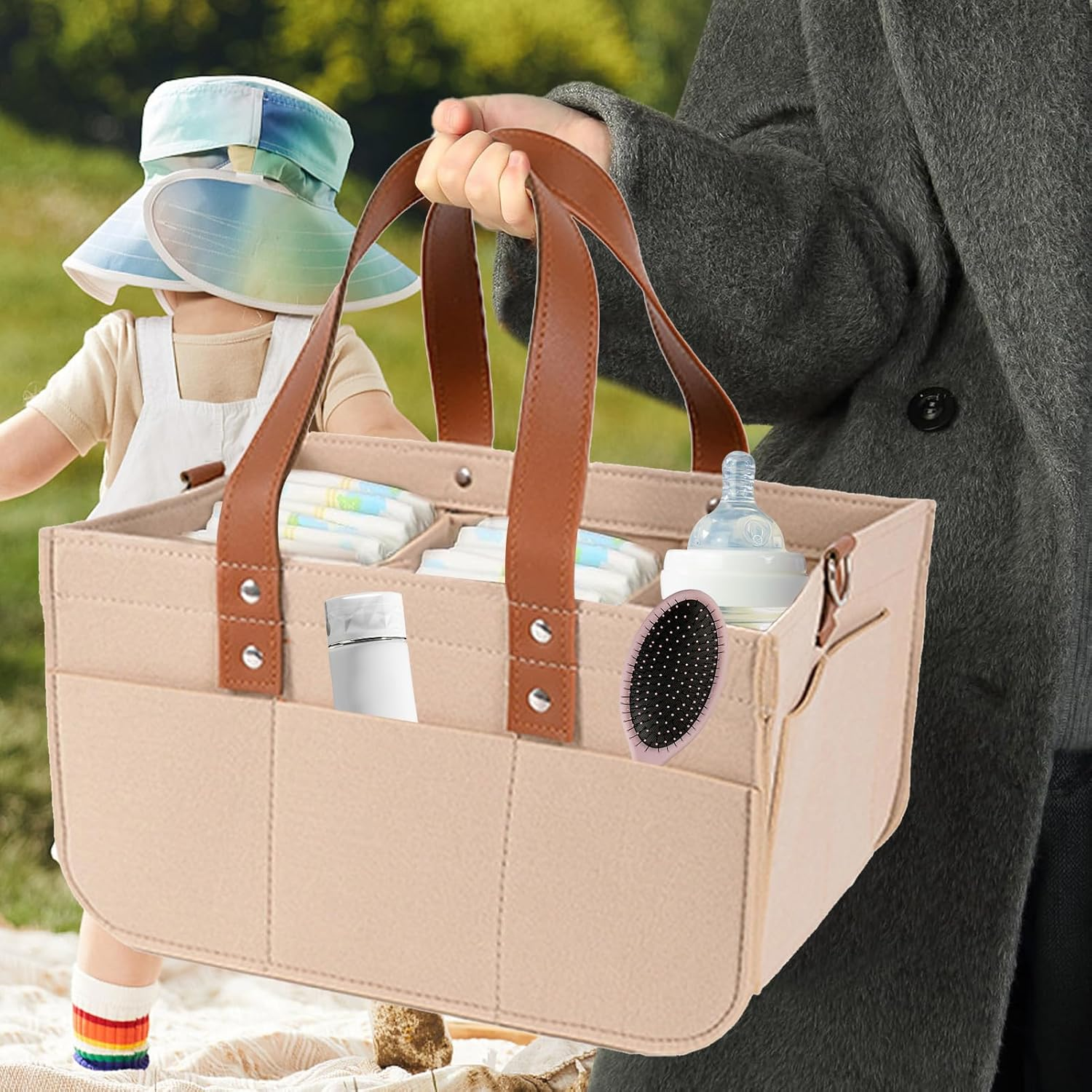 Diaper Storage Organizers - Baby Diaper Organizer Basket | Large Capacity Baby Storage Bag | Large Capacity Baby Storage Bag | Bag Organizer Basket image number 6