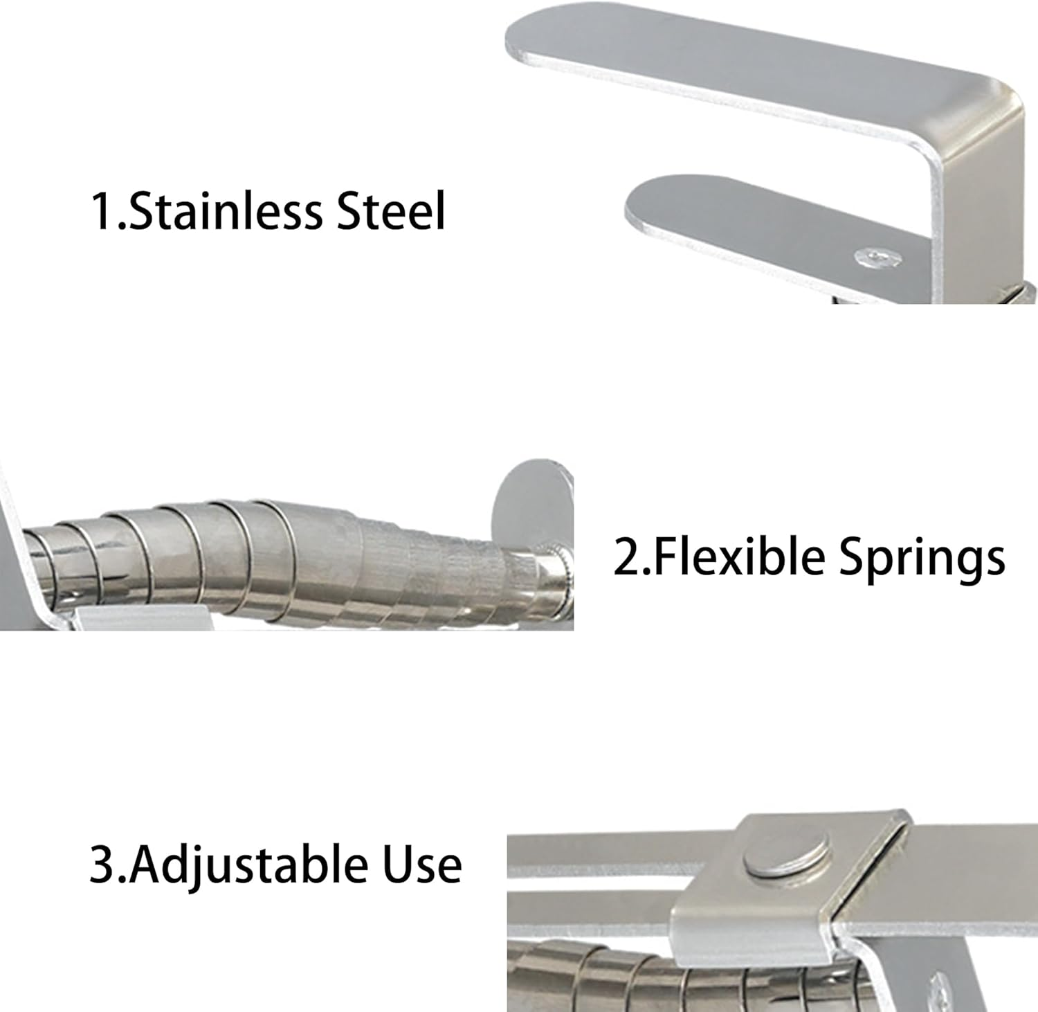 Stainless Steel Tablecloth Clips - Set of 8 Adjustable Table Cloth Clips with Spring Table Cloth Holders for Outdoor & Indoor, up to 6 Cm Thickness, Silver