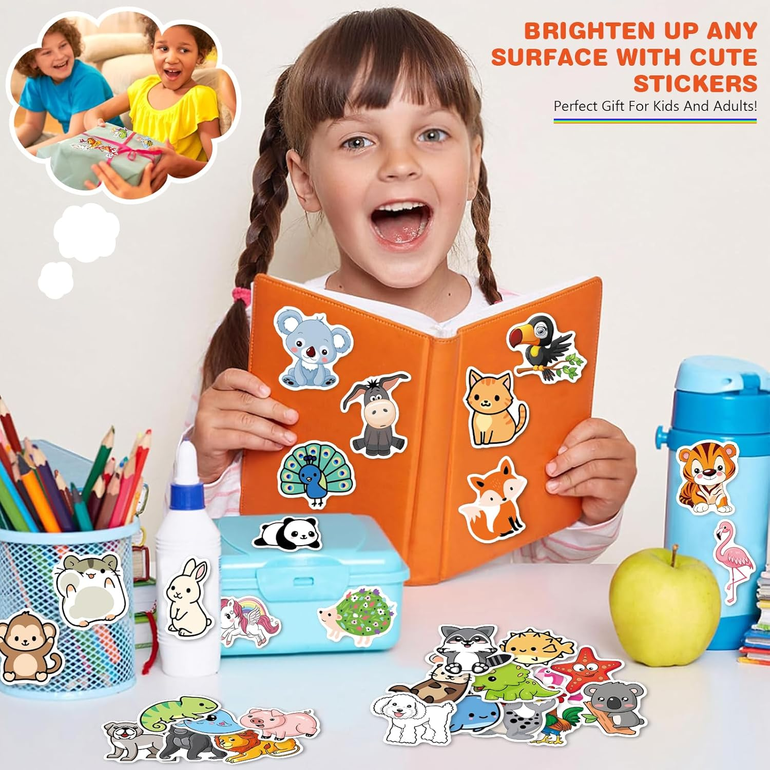100PCS Cute Animal Stickers for Kids | Waterproof Cartoon Stickers for Water Bottles,Phone, Laptops, Skateboards | Sticker Aesthetic Packs for Girls Teens image number 3