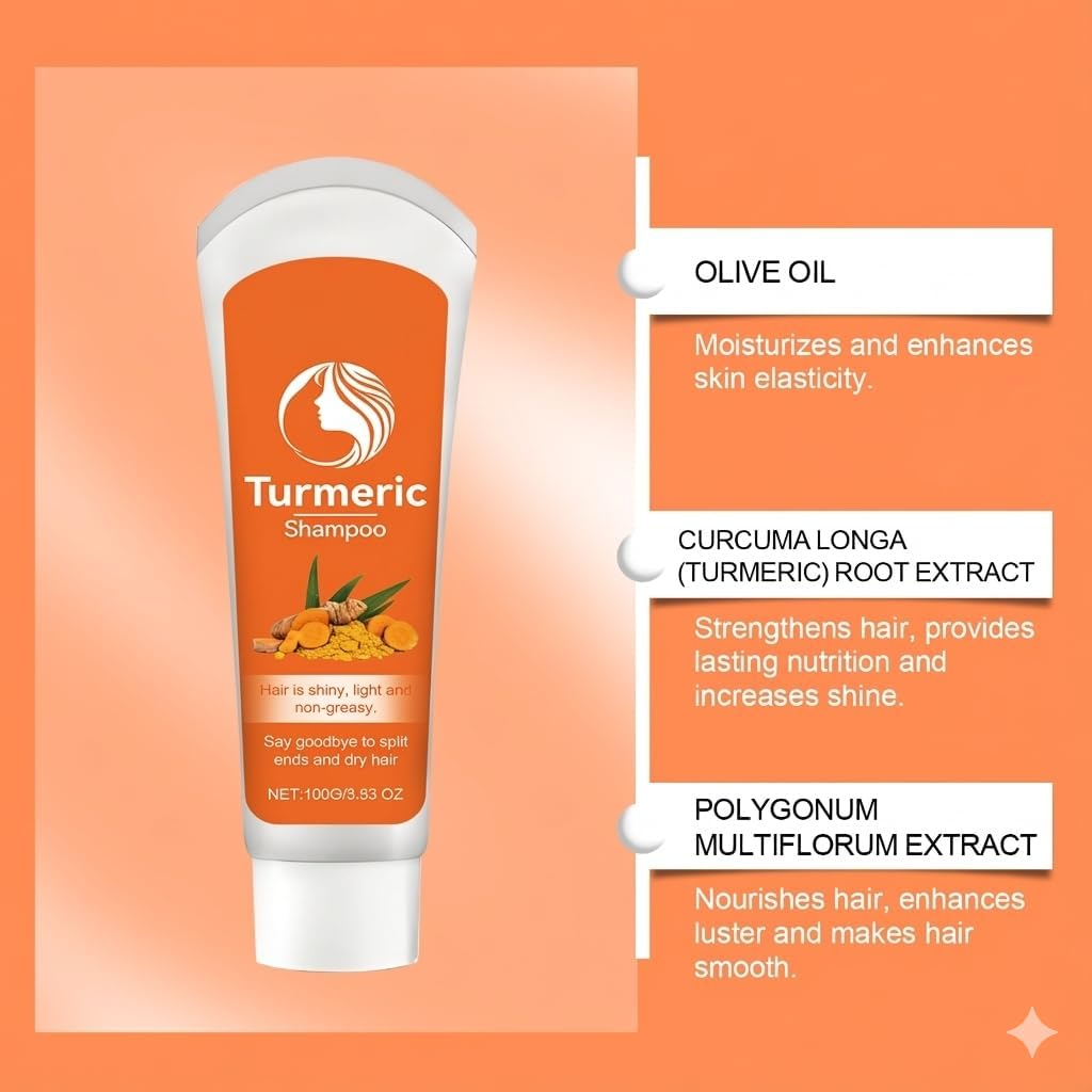 Turmeric Shampoo, Deep Cleansing Scalp Care Oil Control Nourishing Shampoo, Thickening Volumizing Softening and Deeply Hydrating Shampoos, Natural Ginger Moisturizing Hydrates Shampoos (5PCS) - 1Pcs image number 2