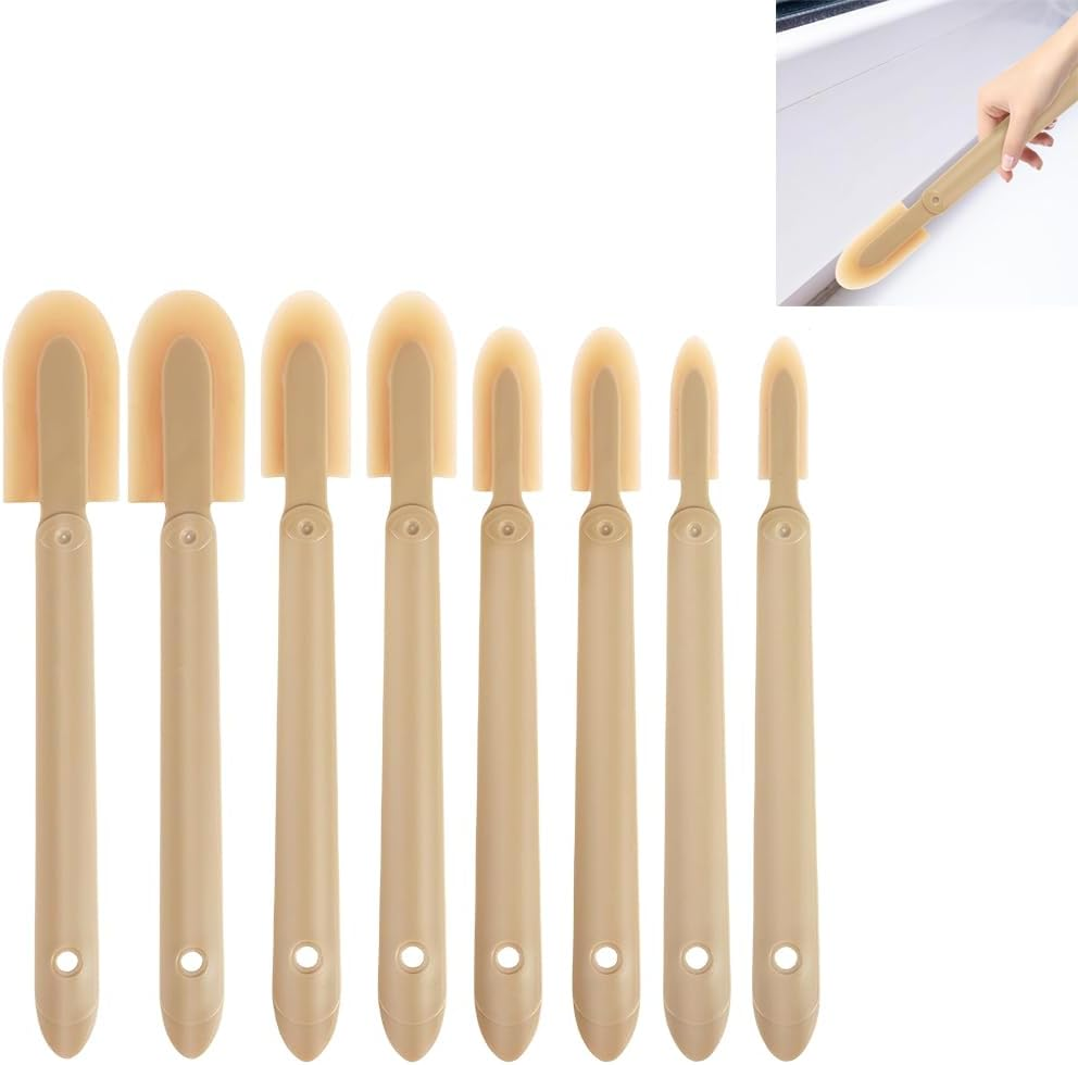 JTGYMY 8 Pcs Multitool Set Rubber Caulking Tool Kit for Ceramic Tiles, Baseboards, Kitchens, Bathrooms - ABS + Rubber - 4 Sizes Set image number 4