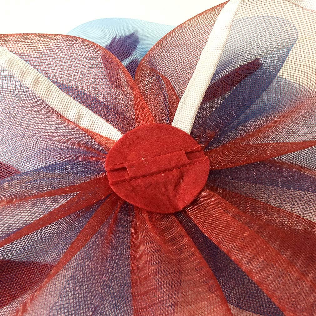 Beaded Feather Net Flower Bridal Derby Hat Fascinator with Clip Hairband