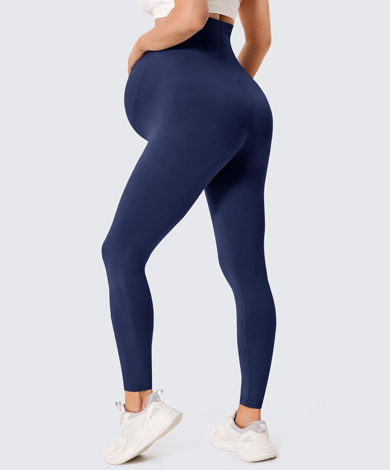 BAYDI Creamlush Women'S Pregnancy Leggings with Adjustable Abdominal Support, Soft High Waist Maternity Leggings, Opaque Maternity Trousers, Comfortable for Yoga, Leisure, Pyjamas, 1 Pack - Navy Blue image number 2