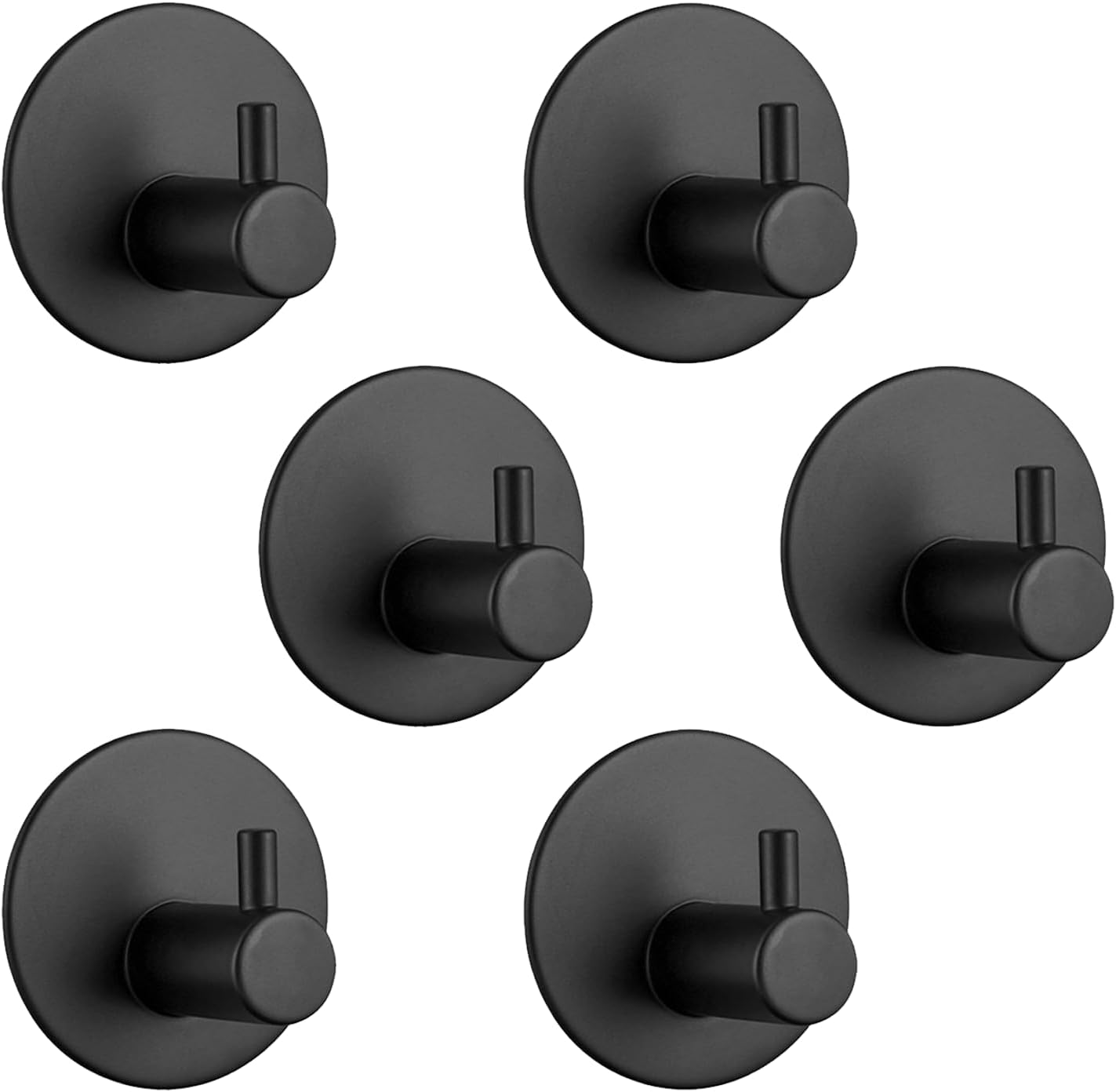 6 Pcs Wall Hook Stainless Steel Adhesive Hooks for Bathroom, Office, Home, Coat Hooks, Towel Hook, No Drill (Black) image number 2