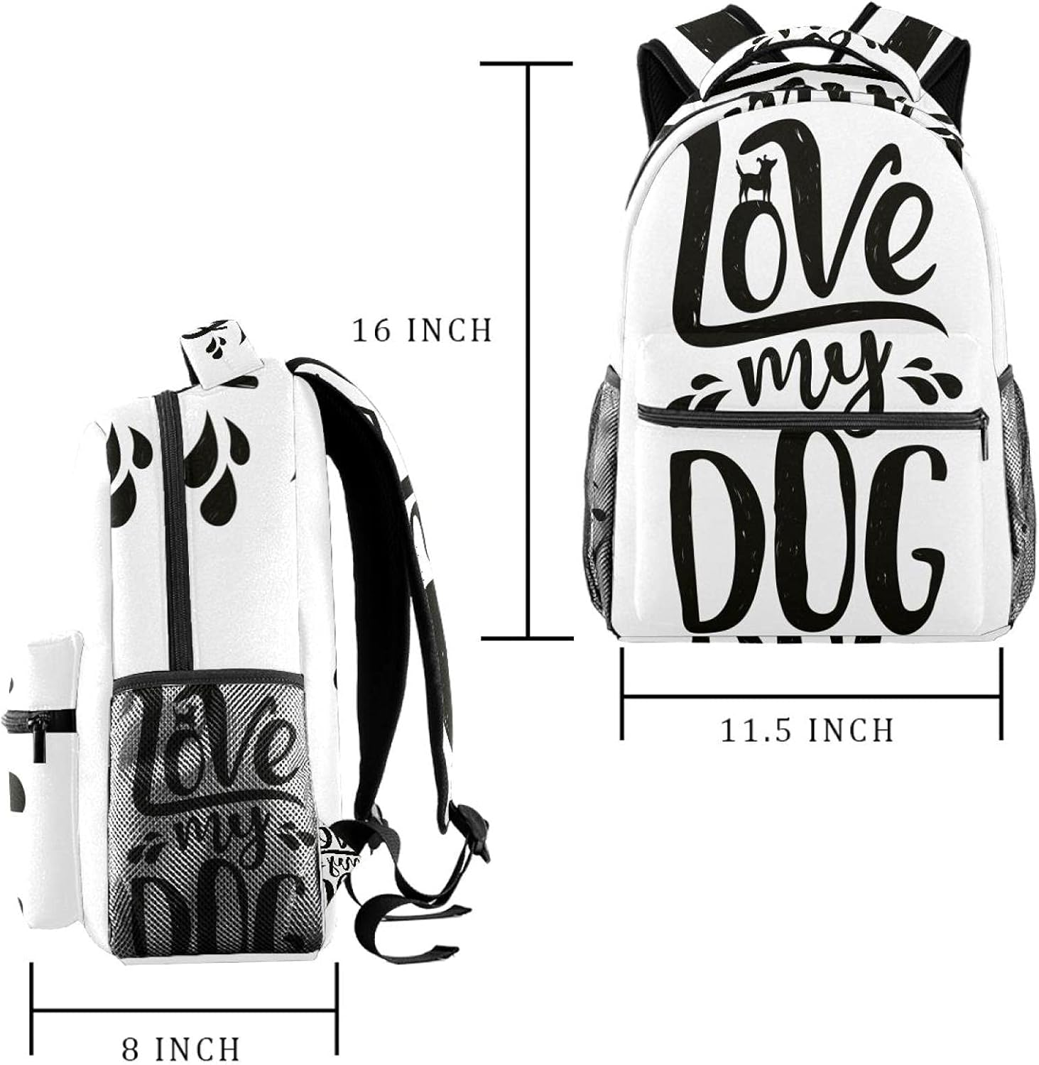 Love My Dog Backpack Students Shoulder Bags Travel Bag College School Tote Backpacks image number 5