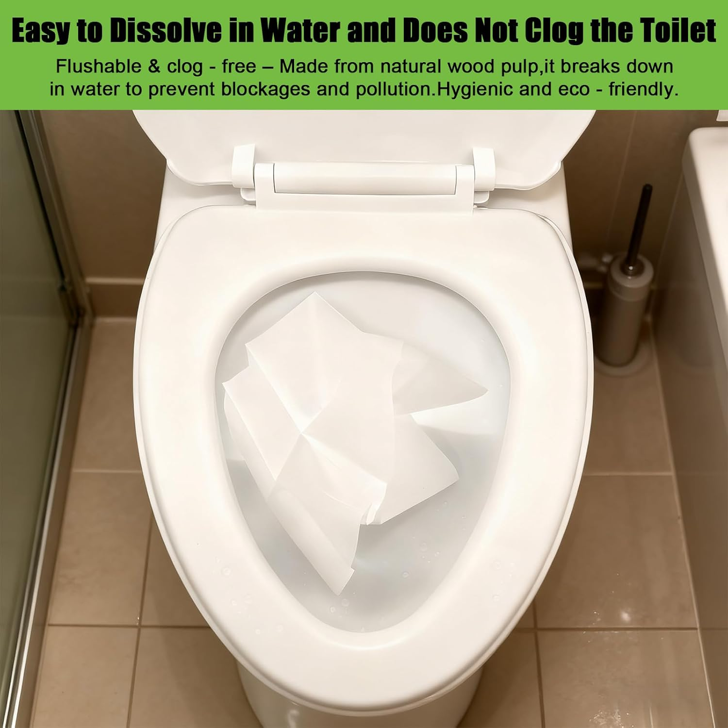 100Pcs Disposable Toilet Seat Covers, Flushable Toilet Seat Cover for Potty Training, Travel Essential for Camping, Airplane, Road Trips, Adults & Toddlers