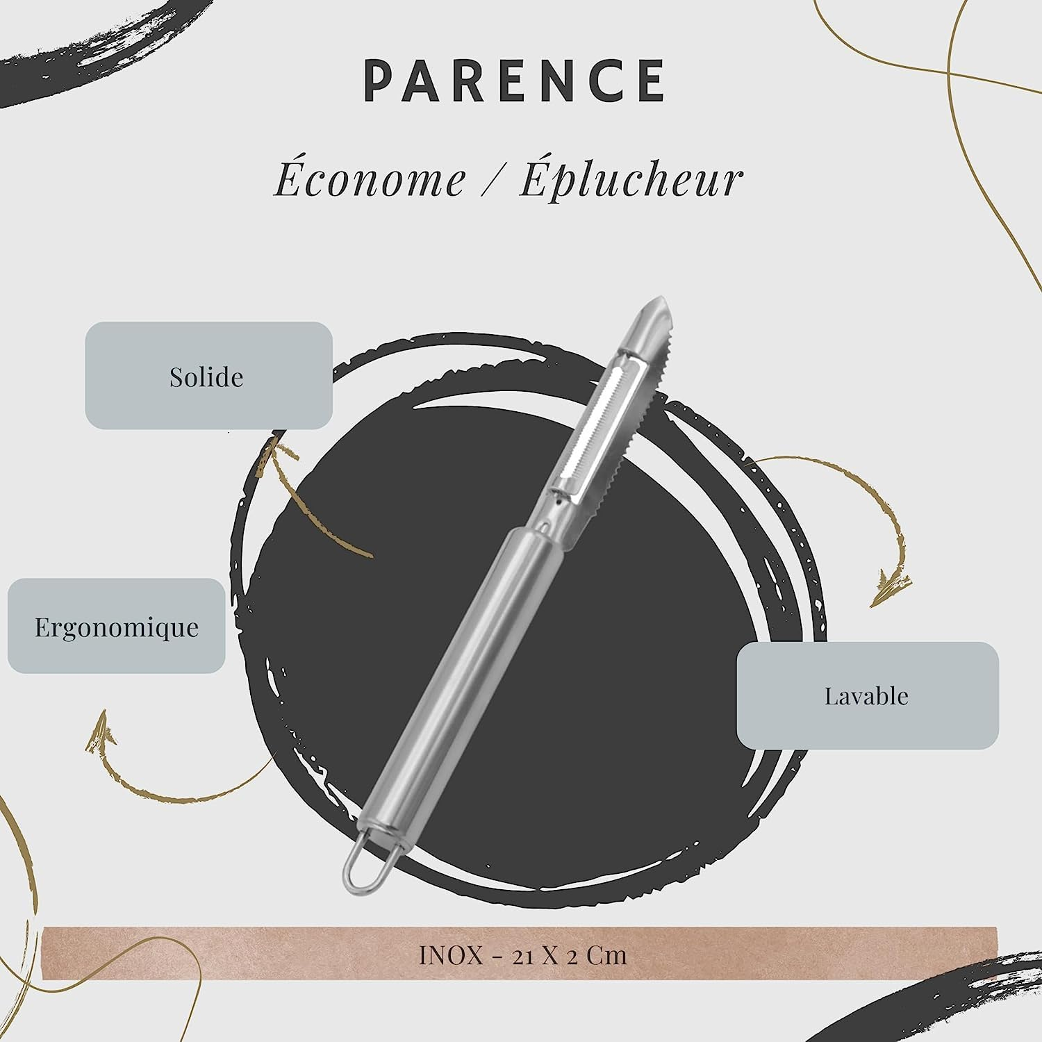 PARENCE. - 3 Piece Kitchen Set - 1 Peeler + 1 Sculpture Knife + 1 Star Mushroom/Fruit and Vegetables (Ecome- and Sculpting Knife), Pancakes and Eggs (Unusual Star Shape) image number 3