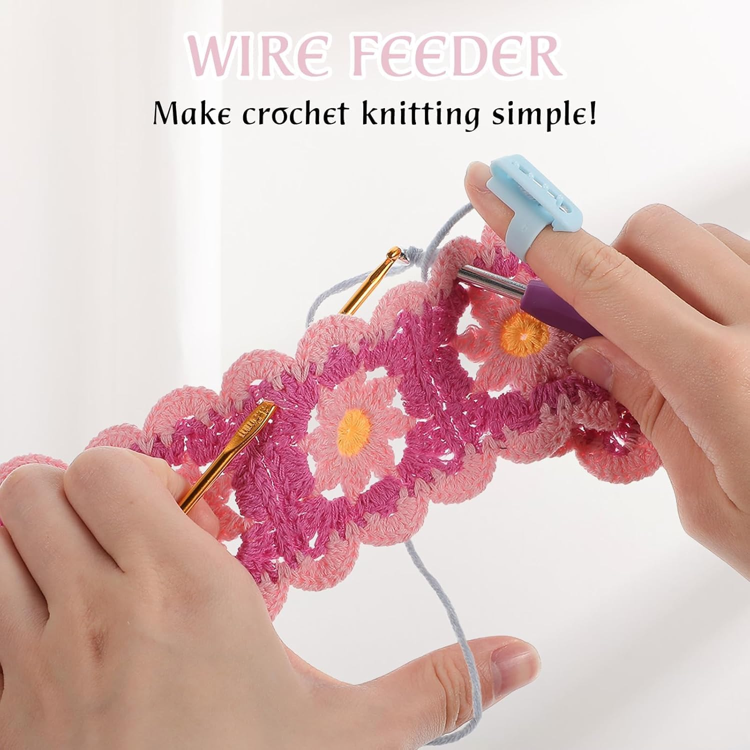 Yharnamite 8 Pcs Yarn Guide Finger Holder Knitting Thimble, Knitting Thimble Tool, Plastic Yarn Guide Separated Yarns Tools for Crochet Knitting Crafts Accessories image number 6