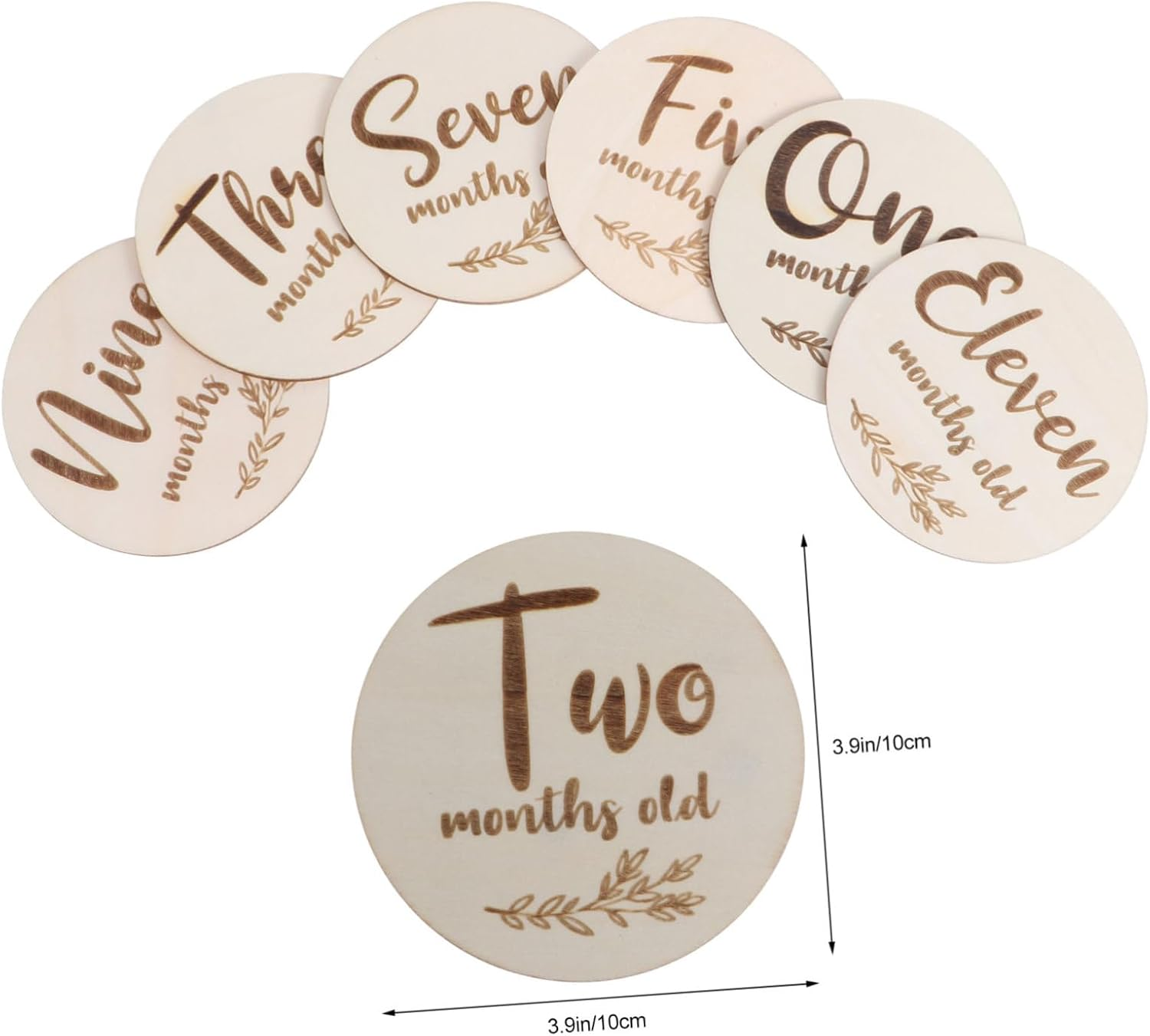 LIFKOME 6Pcs Wooden Cards Natural Monthly Mini Cards for Photography Prop for Newborn image number 4