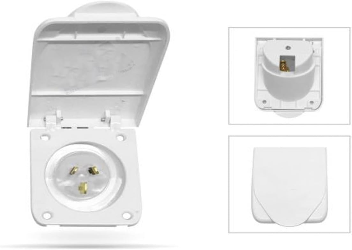 15A Caravan Inlet RV Camper Motor Home Power Socket White Black 240 (2 Pack) image number 2