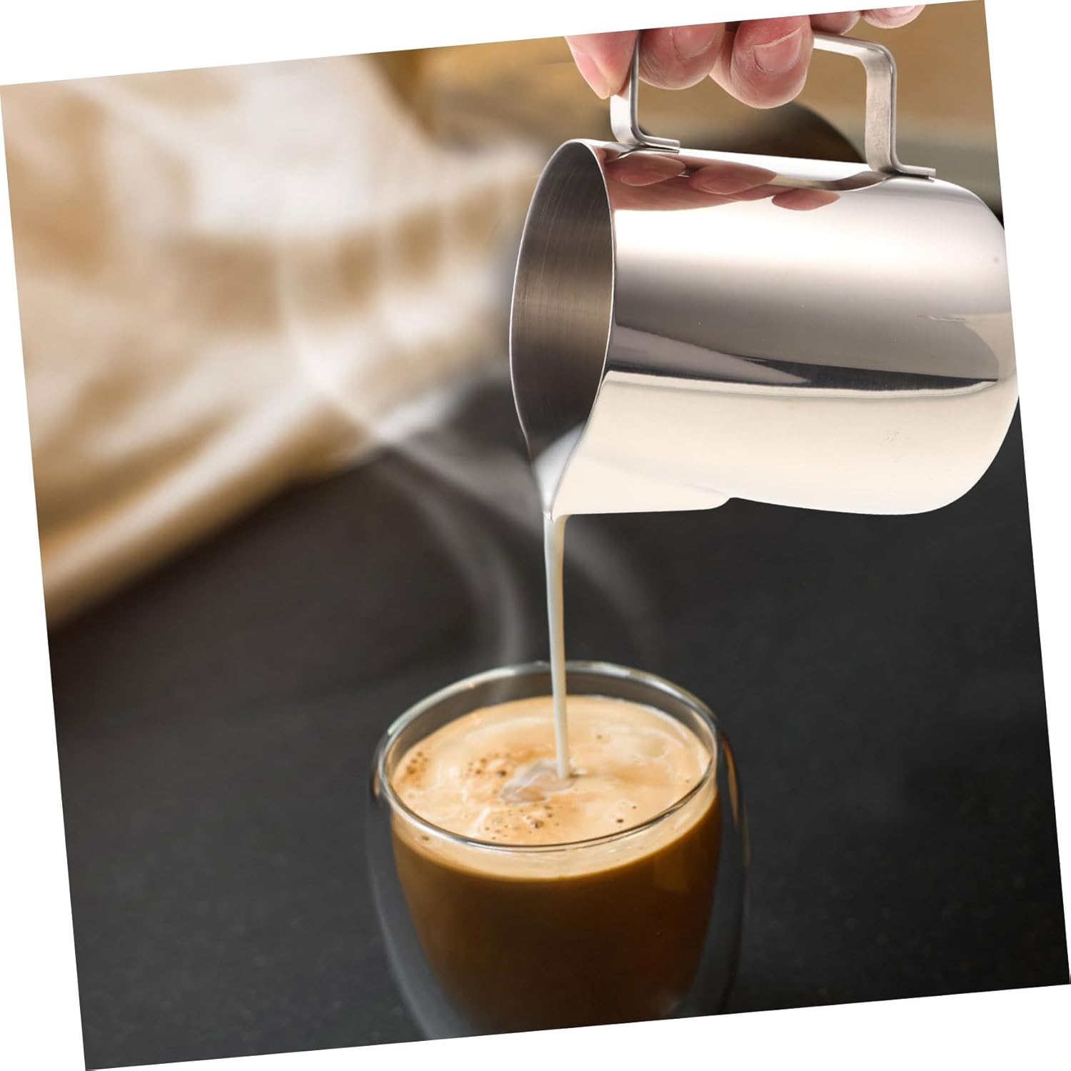 CONGARTENO Stainless Steel Milk Frothing Pitcher for Coffee Latte Art Handheld Milk Pitcher for Espresso Kitchen Supplies image number 6