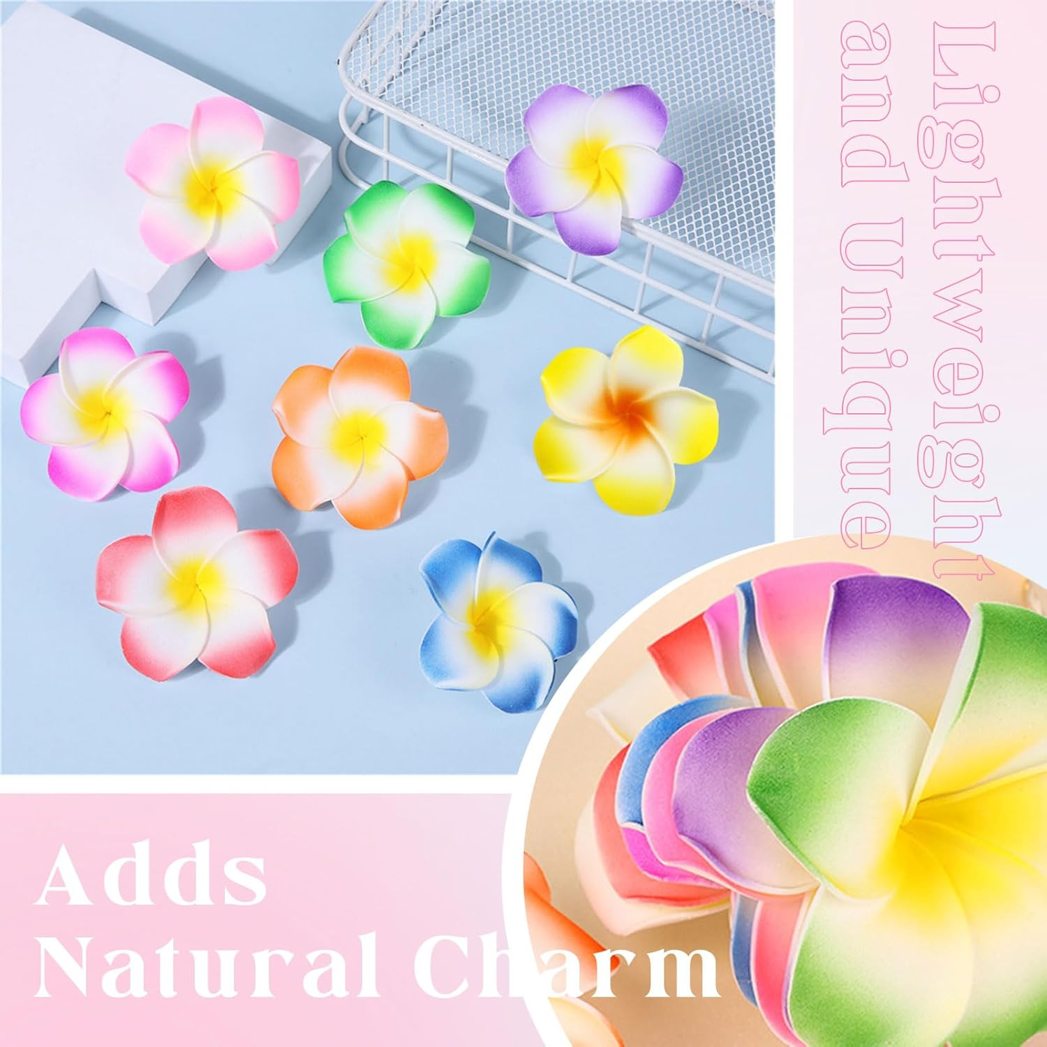 SAIIURV Pack of 16 Flower Hair Claw Clips Hawaiian Flower Hair Clips Artificial Tropical Flower Hairpins for Wedding Plumeria Hibiscus Hair Clip for Holiday Beach Party