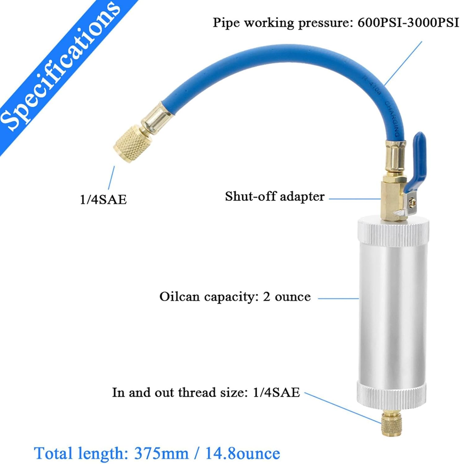 AC Dye Oil Injector | Air Conditioning Coolant Filling Tube Injector Tool | A/C Oil and Dye Injector Refrigerant Tool, Air Conditioning Car Oil Injector for R134A Air Conditioning image number 5