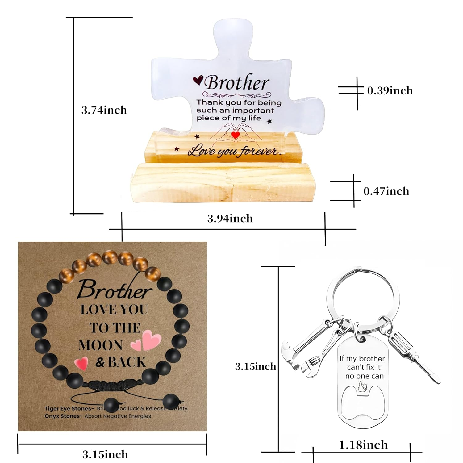 WOSHIDEFA Brother Gifts - Thoughtful Birthday Gifts for Brother, Gifts for Brother, Brother Birthday Gifts, Meaningful Gift Set with Puzzle Piece Decor - 13Th Birthday image number 3