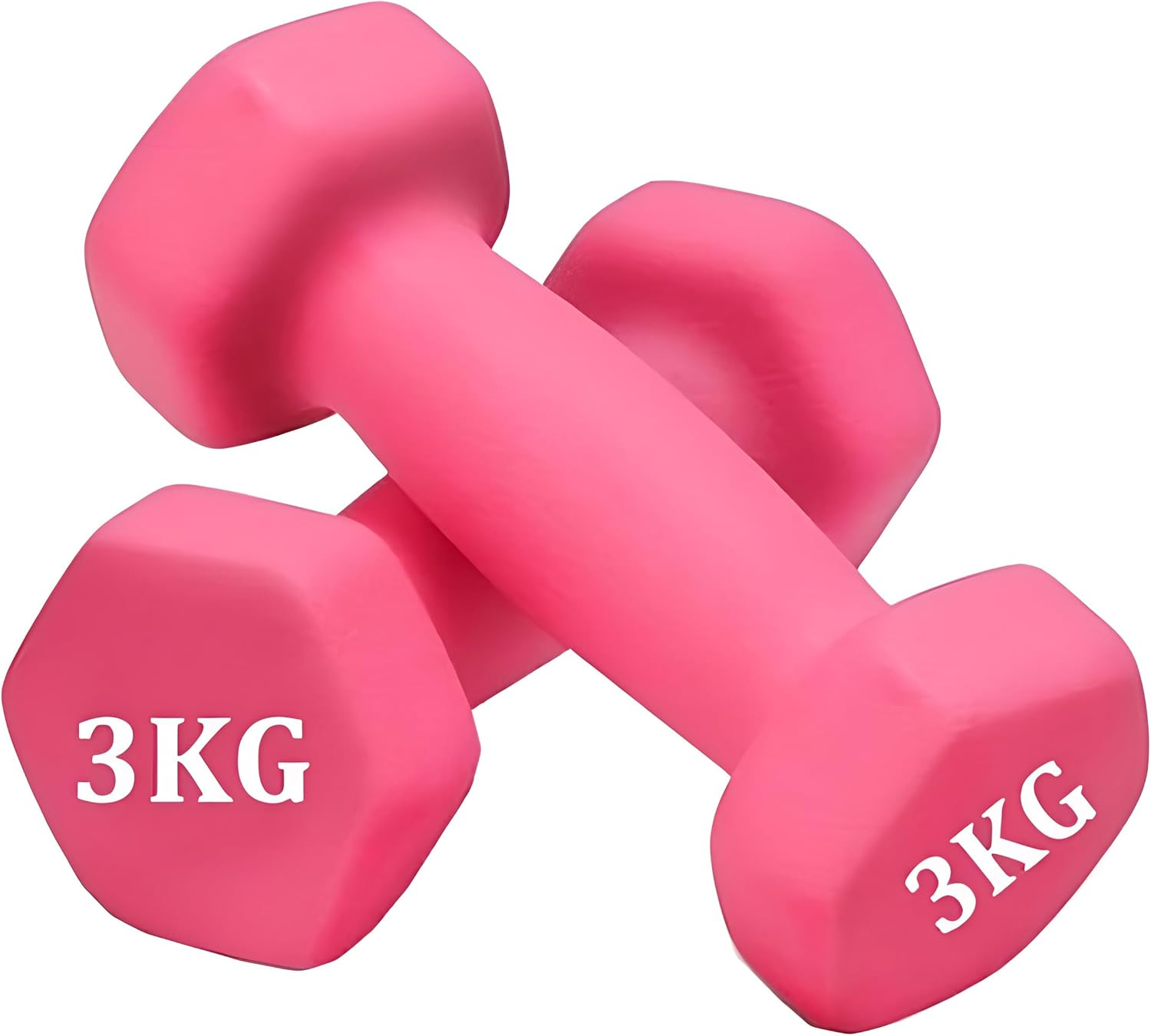 TOMVAES 2Pcs Hanteln Fitness Dumbbell Hexagon Non-Slip Cast Iron Krafttraining Workout Fitnesstraining in 6Kg Pair,Pink image number 3