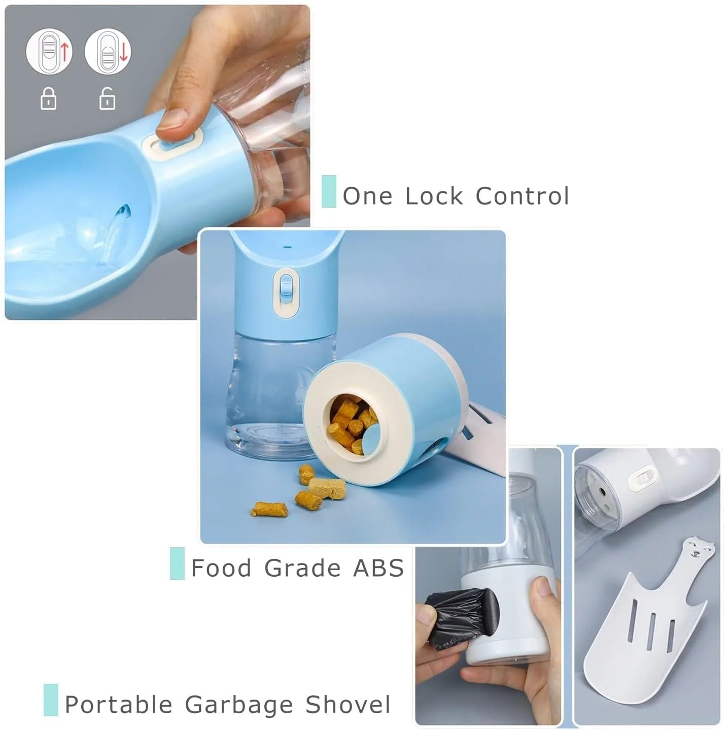 4 in 1 Water Container, Dry Food, Dog Waste Bag Container and Dog Poop Tool image number 2