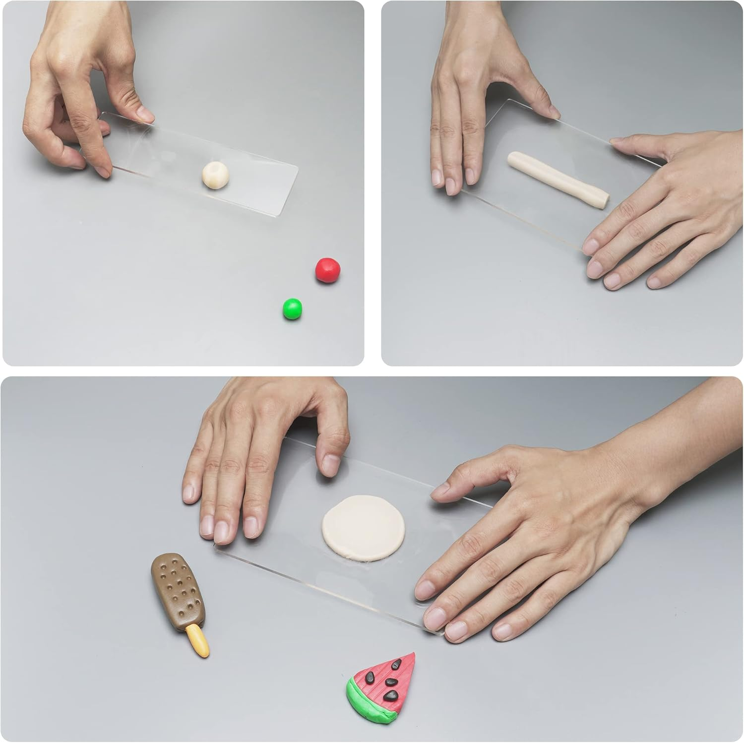 12 Pieces Polymer Clay Cutter Tools Acrylic Roller Pin for Sculpting Craft Shaping Knife Ceramic Cutters Slicer Kit Clear Rectangle Sheet Press Board Wire Texture Set Needle Detail Modelling Supplies1