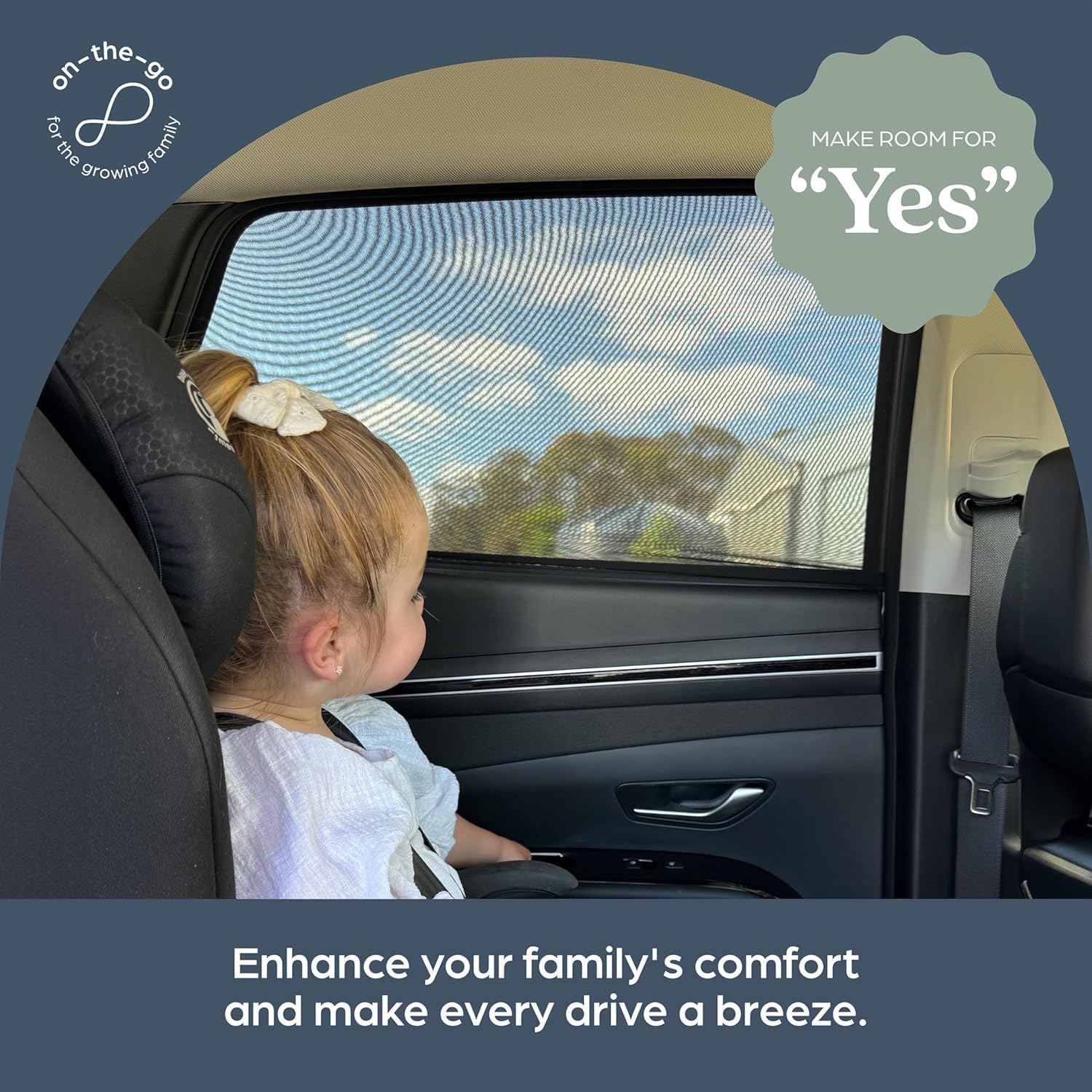 Dreambaby Fit-Over Baby Car Window Sun Shade &ndash; Stretchable Car Window Sunshade & Mesh Window Screen for Side Windows - Baby Window Cover for UV Protection- Car Camping Essentials image number 2