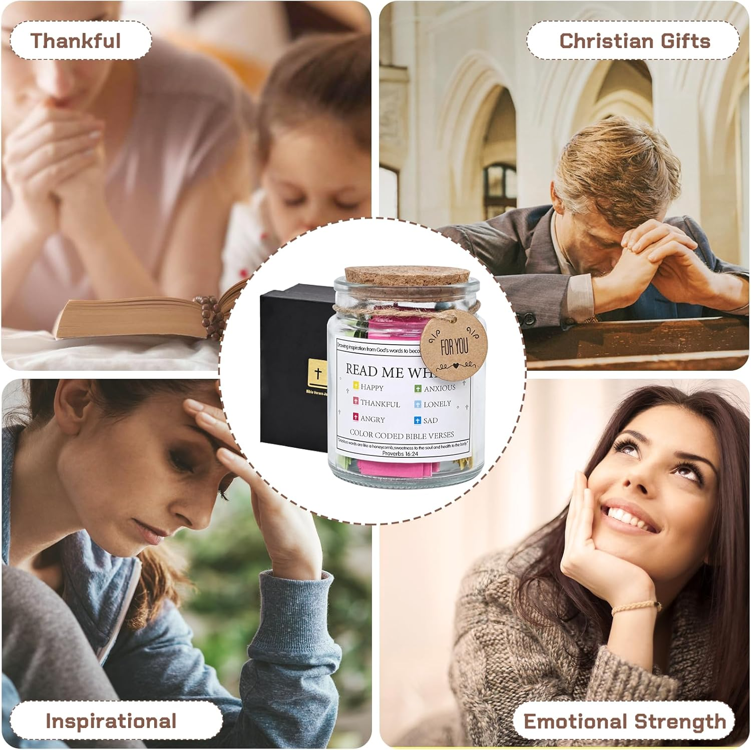 Bible Verse Jar for Emotions, Birthday Friendship Gifts for Women, Christian Christmas Gifts for Women, Read Me When Bible Jar, Faith Based Birthday Graduation Gift, Gift for Mom image number 2