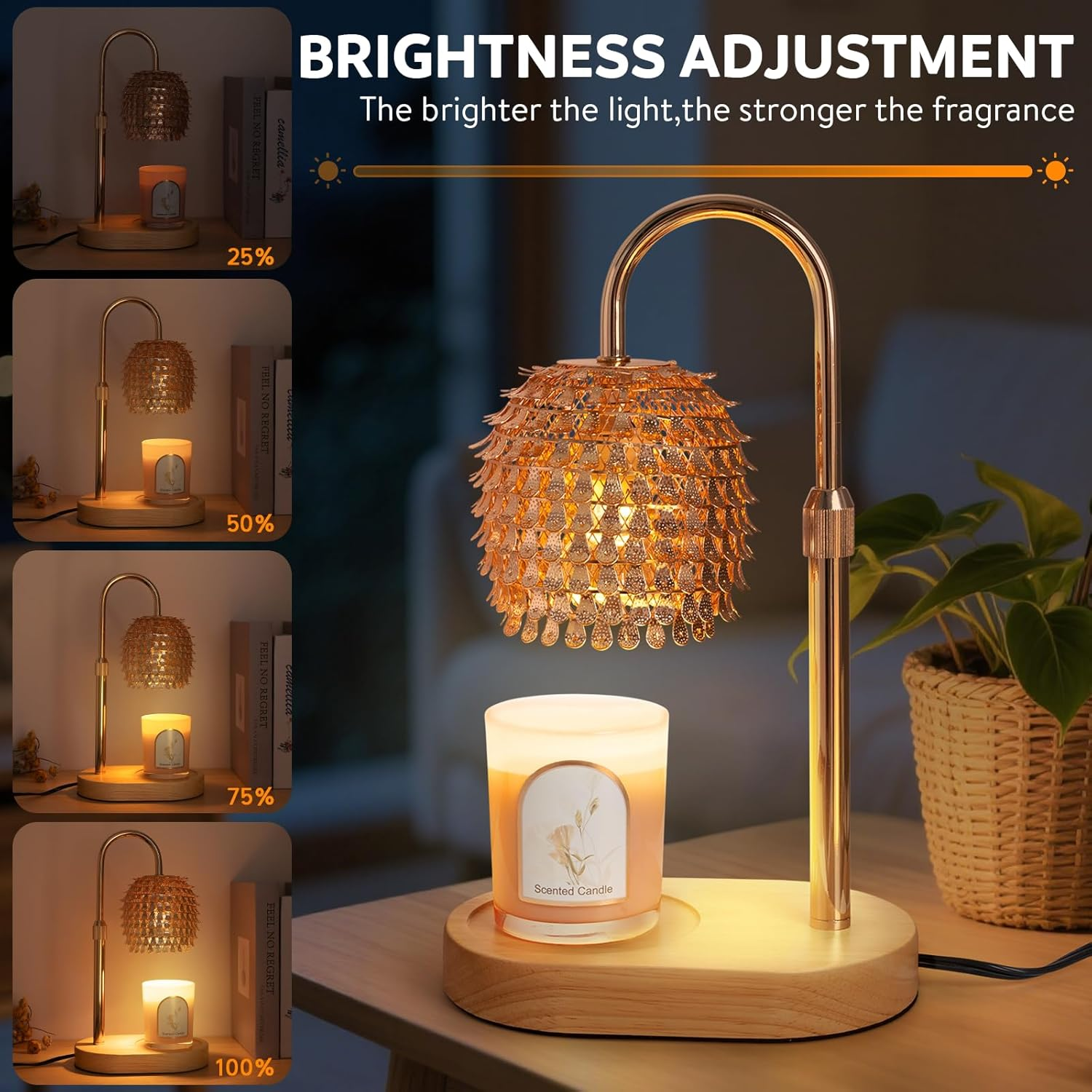 SHARE&CARE Candle Warmer Lamp with Timer Dimmable, Adjustable Height, House Warming Gifts New Home Room Decor, Birthday Gifts for Women Mom, Wax Warmer Lamp for Jar Candles image number 1