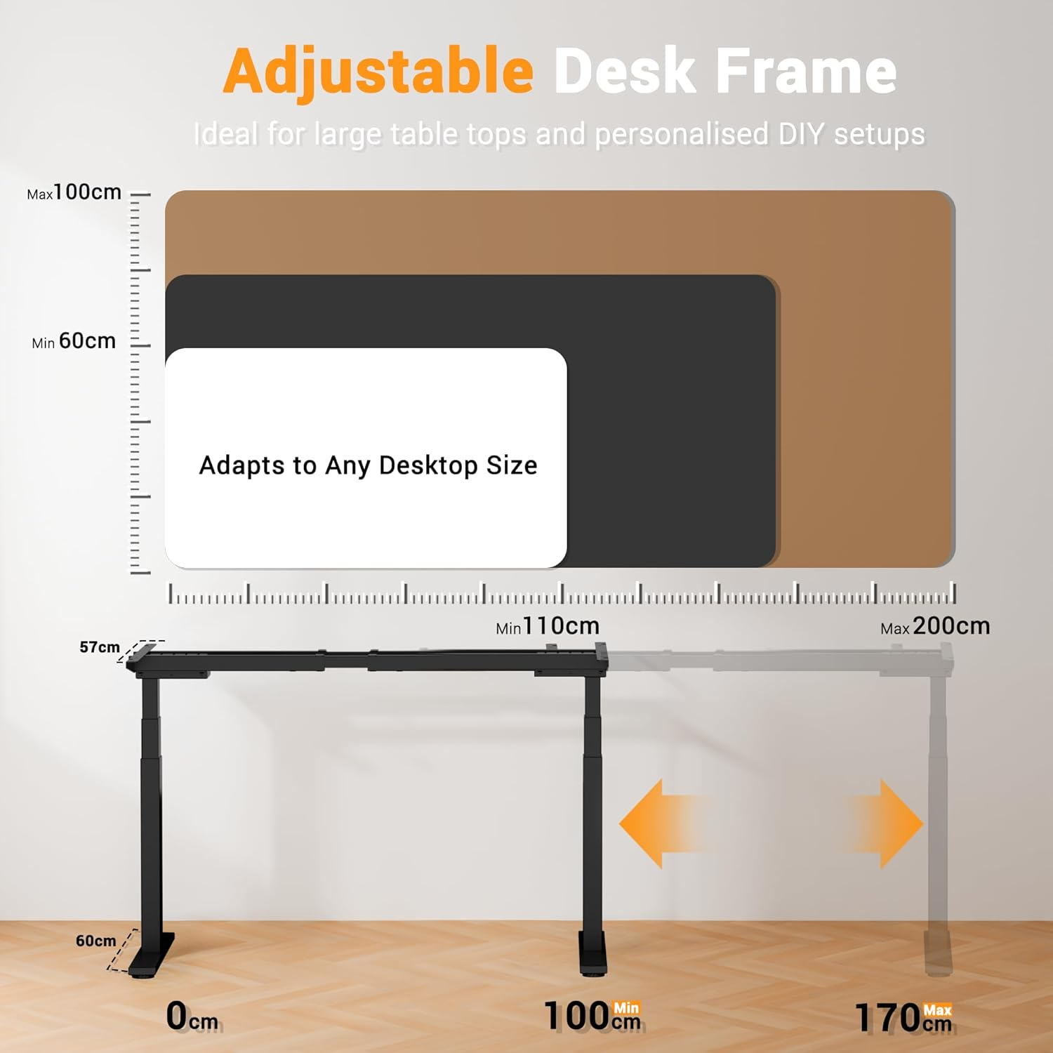 ERGOMAKER Height Adjustable Standing Desk Frame without Desktop, Dual Motor Three-Stage Electric Frame with Automatic Memory Smart Handset (3 Stage|Dual Motor, Black)