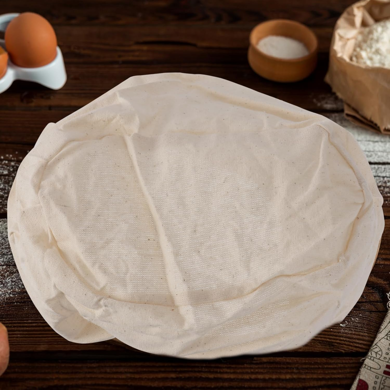 MUCKLILY 2Pcs Sourdough Bread Sourdough Proofing Basket Bread Proofing Cloth Liner Cheese Wax Cannabutter Maker Bread Baker Tools Keeper round Couch Baking Supplies Fermented Cloth Rattan image number 6