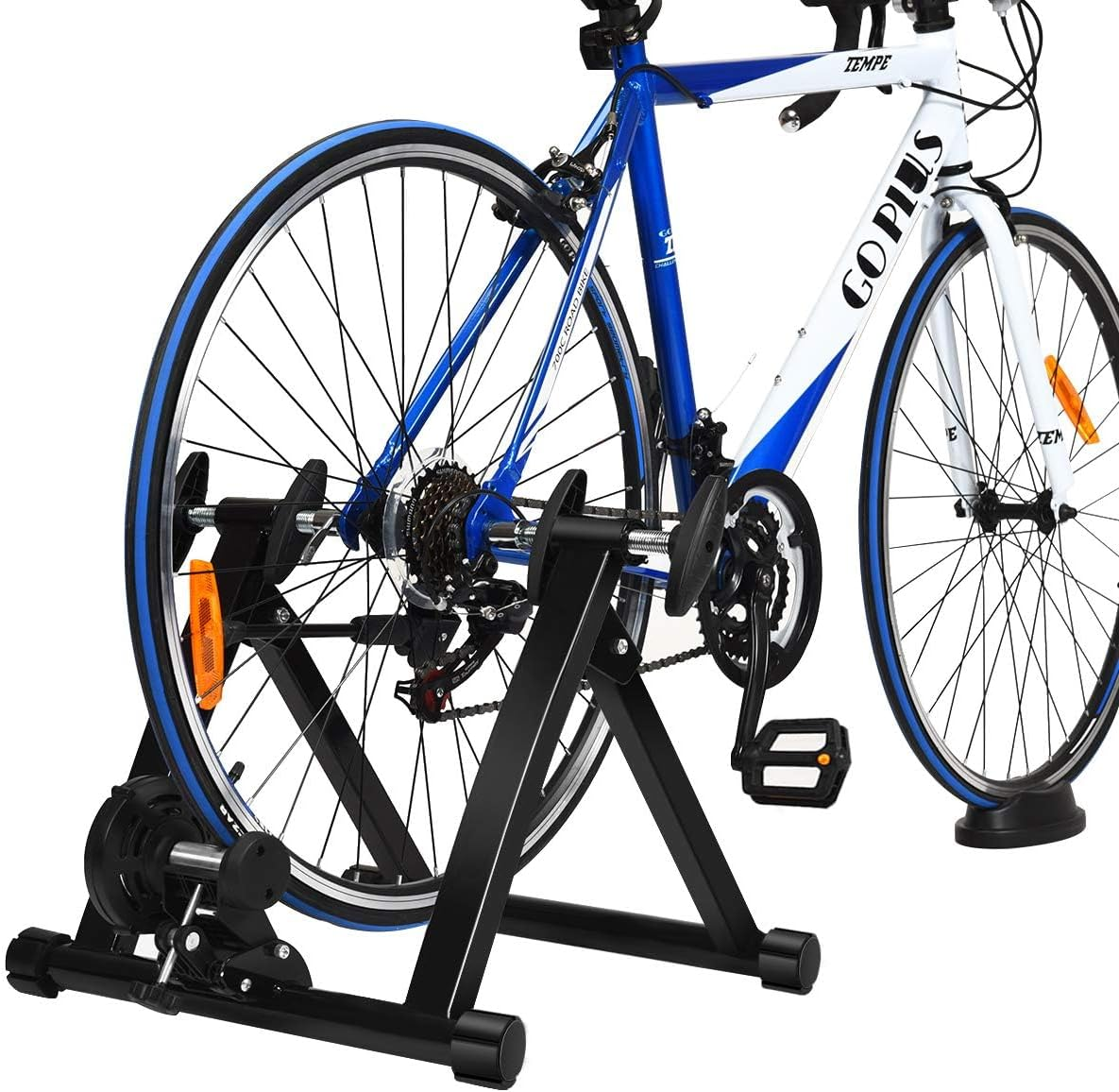 Bike Trainers for Indoor Riding, Folding Stationary Bike Stand with Magnetic Flywheel for Bicycle Cycling Training, 26&rsquo;&rsquo; - 29&rsquo;&rsquo; Wheels Road & Mountain Bikes image number 1