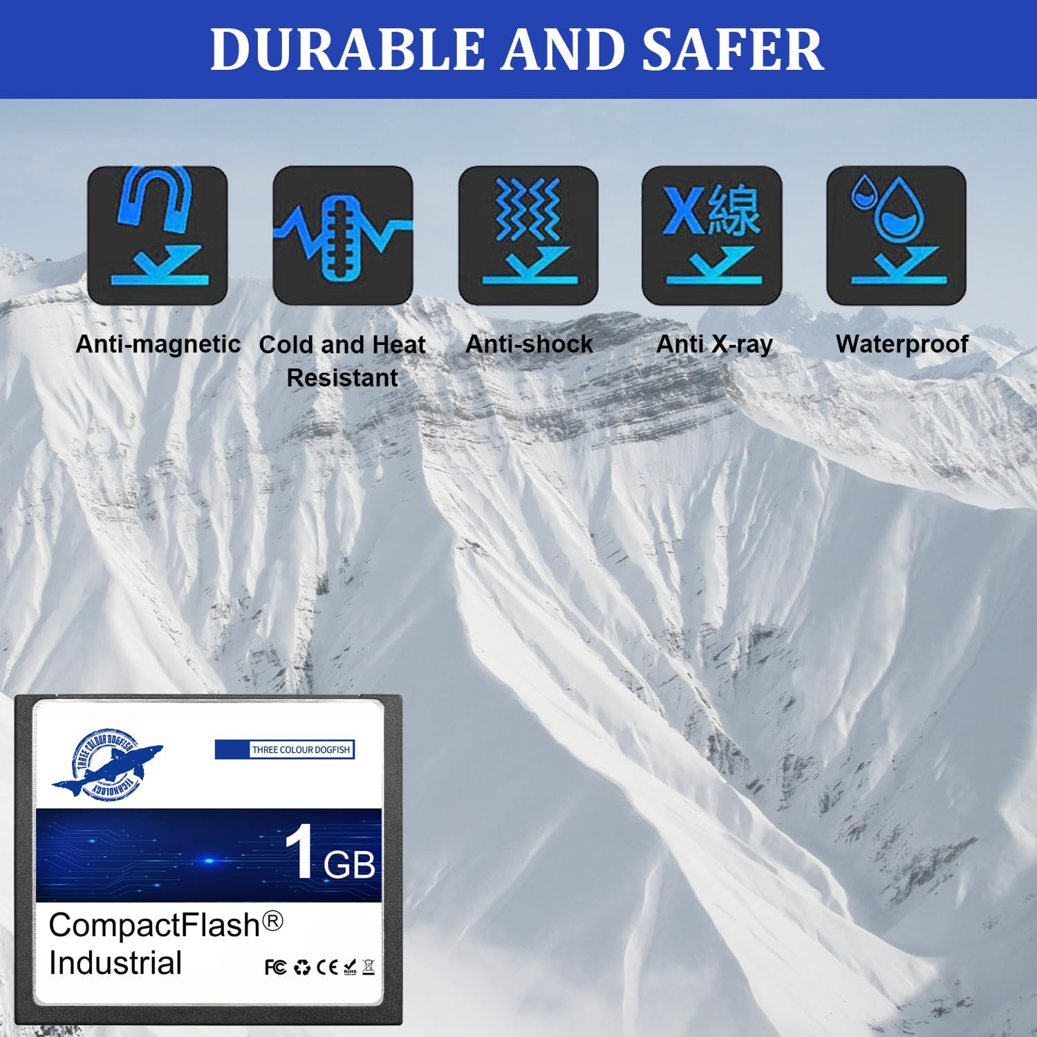Dogfish Compact Flash Memory Card 1GB 2 Pack High Performance Industrial CF Type I Card FAT16 for Industrial Equipment and Vintage Digital Cameras image number 2